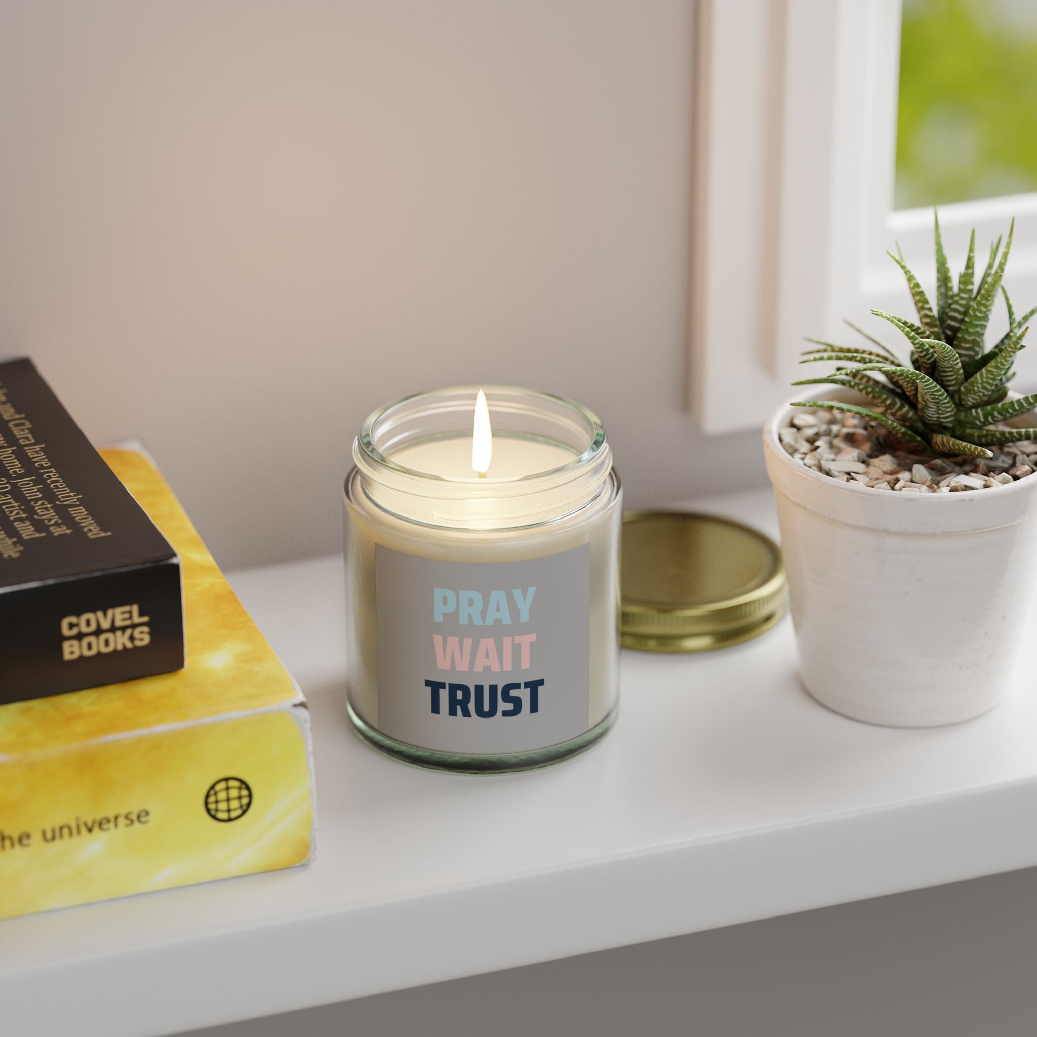 Candle Scented Prayer Wait Trust Coconut Apricot Wax