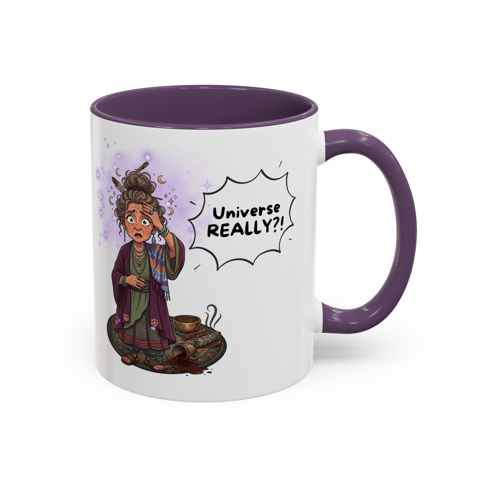 Auntie Aura Galaxy Mug — “Universe REALLY?!” Accent Ceramic Coffee Mug