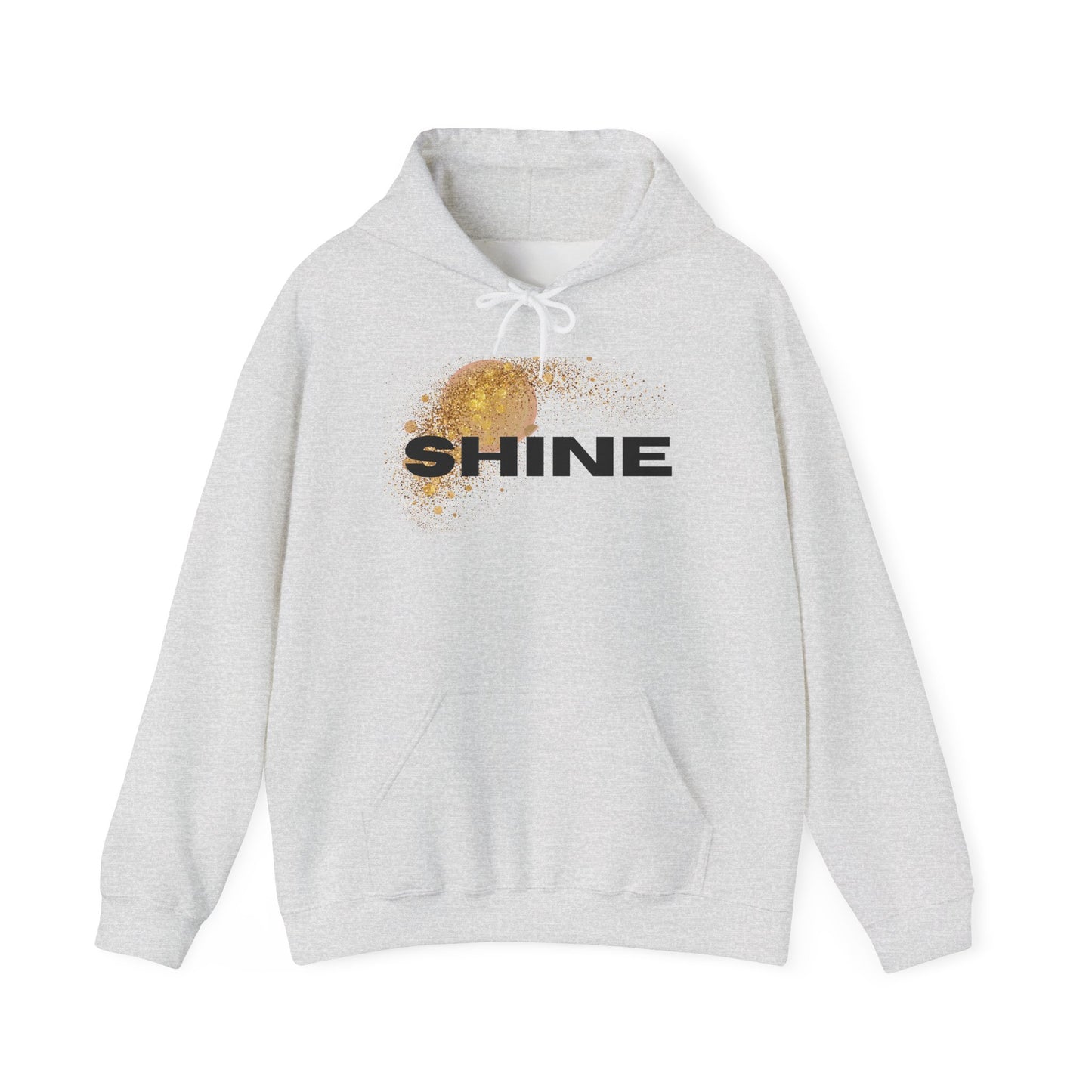 Hoodie — 'SHINE' Gold Glitter Brushstroke Graphic Hoodie
