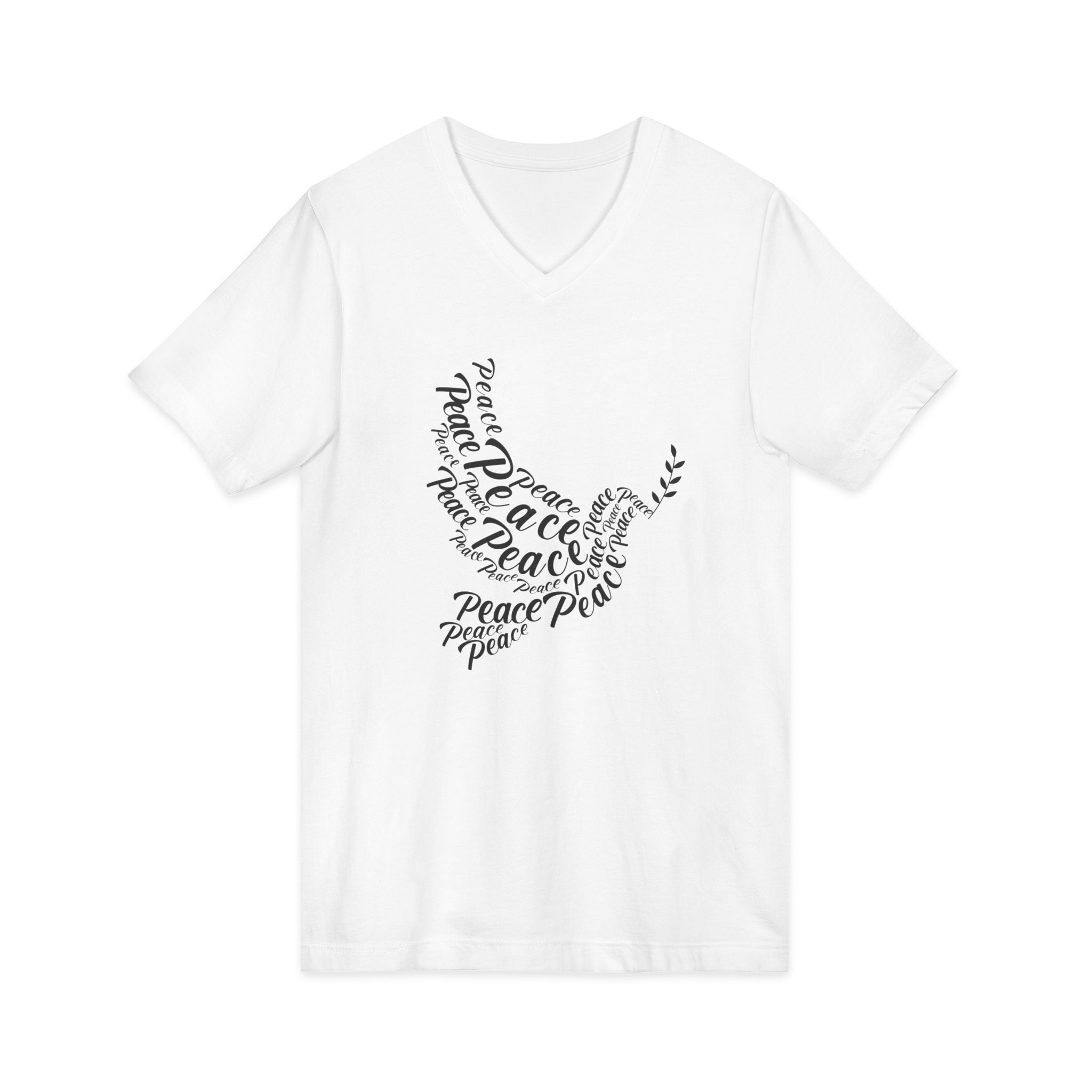 Peaceful V-Neck Tee - Unisex Shirt for Casual Wear, Gift for Friends, Relaxing Days, Simple Style, Meditation, Christmas Attire