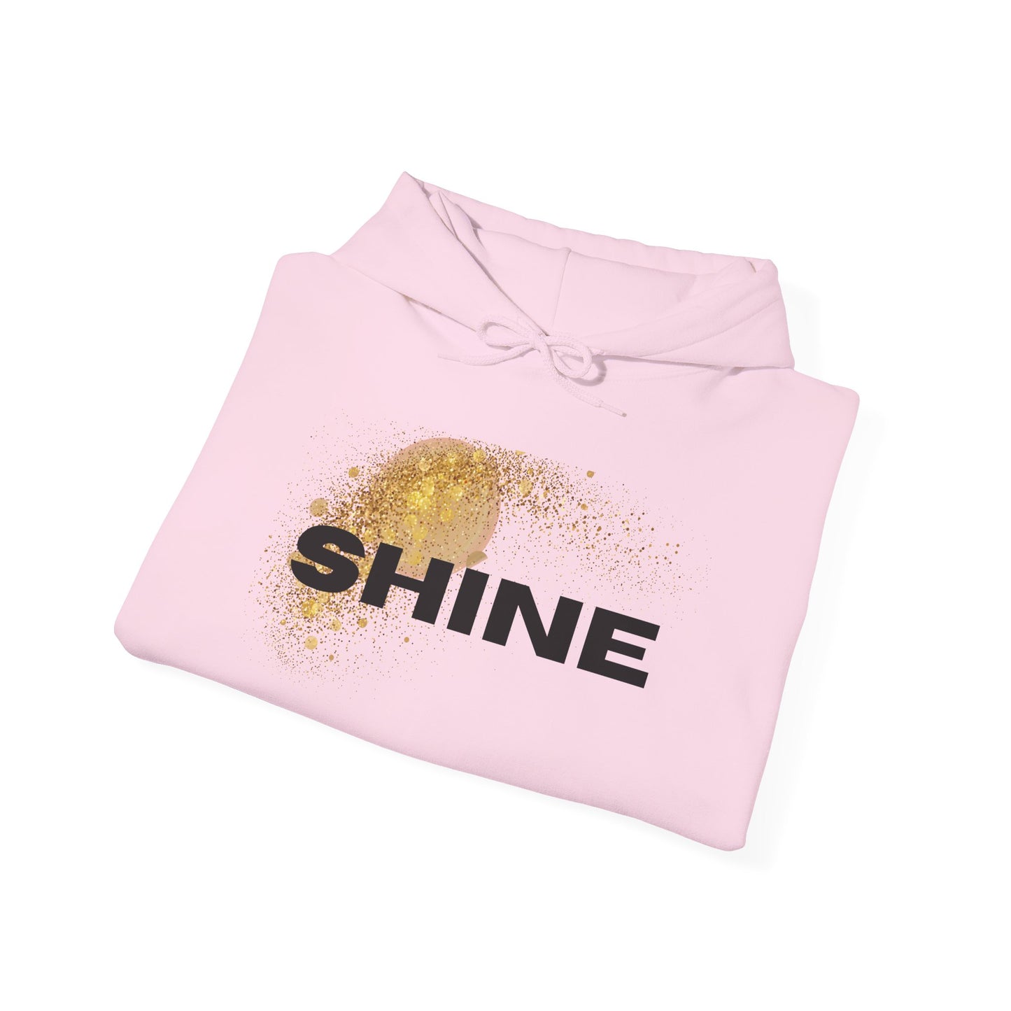 Hoodie — 'SHINE' Gold Glitter Brushstroke Graphic Hoodie