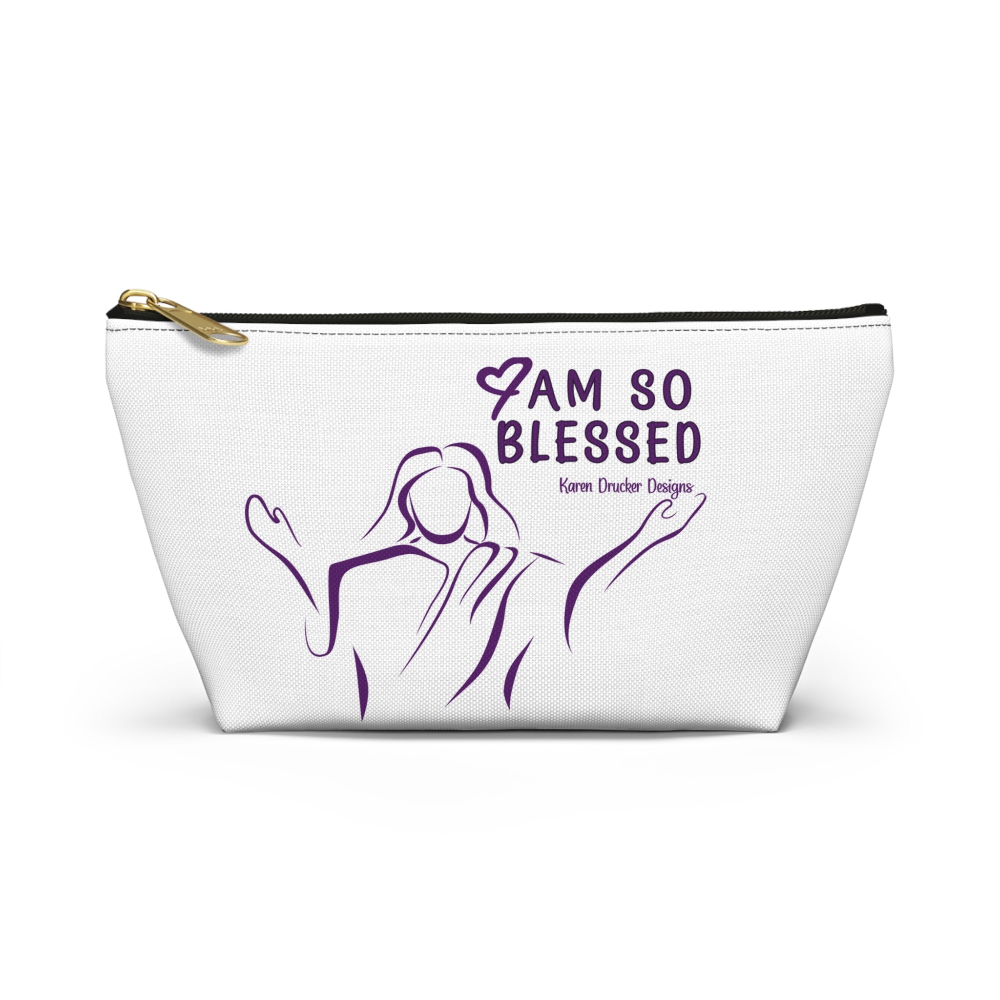 Small Bag: Accessory Pouch w T-bottom 'I am gentle with myself' from Karen Drucker Designs