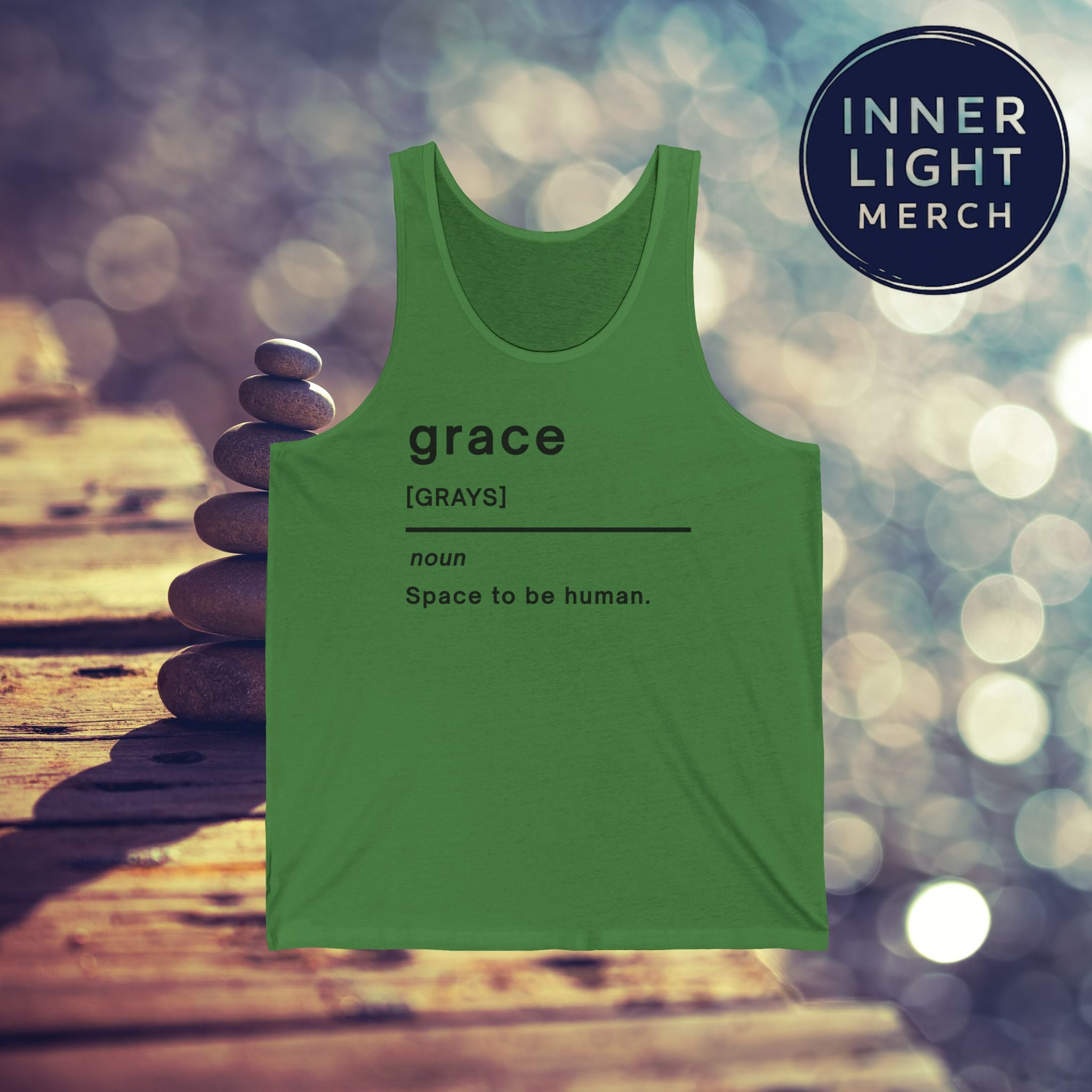 Grace Definition Tank Top — "grace (grays) noun: Space to be human." Spiritual Minimalist Tank
