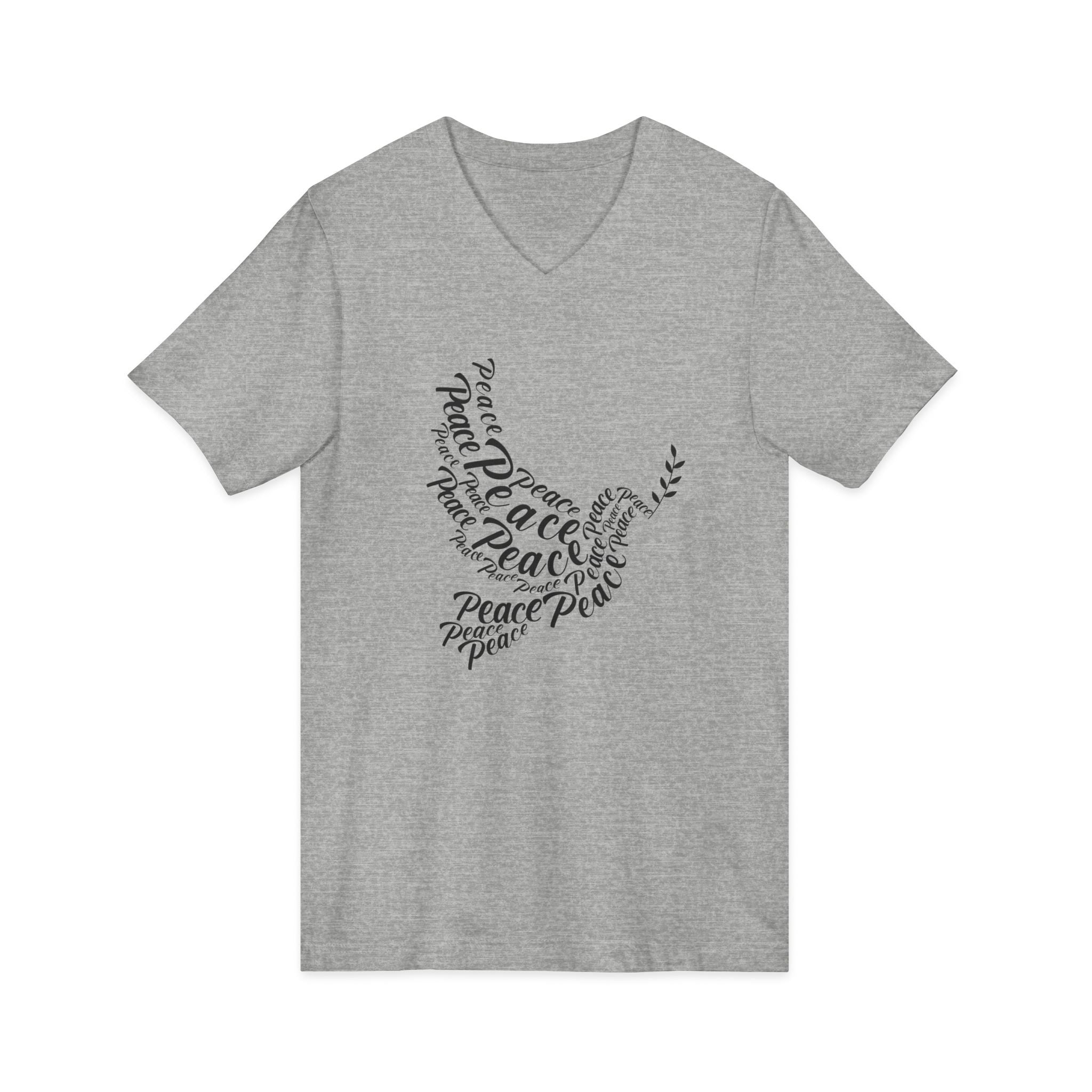 Peaceful V-Neck Tee - Unisex Shirt for Casual Wear, Gift for Friends, Relaxing Days, Simple Style, Meditation, Christmas Attire