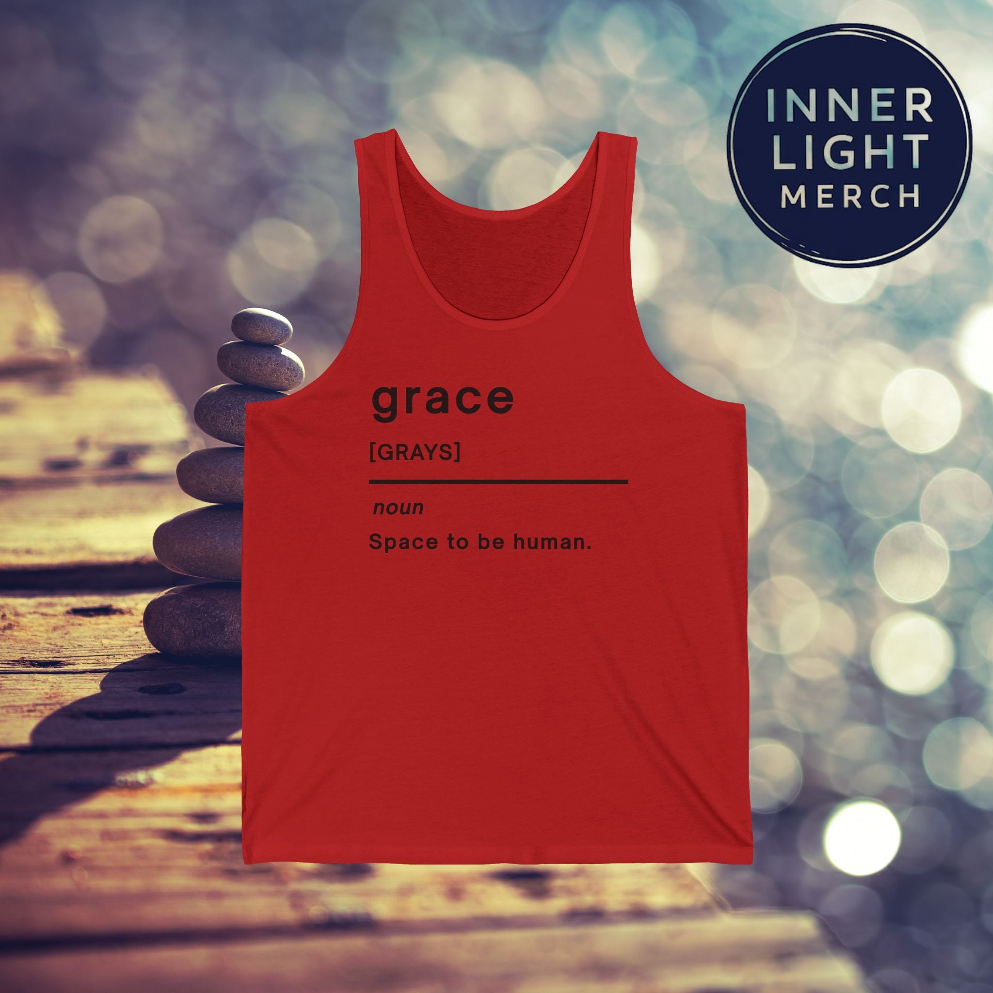 Grace Definition Tank Top — "grace (grays) noun: Space to be human." Spiritual Minimalist Tank