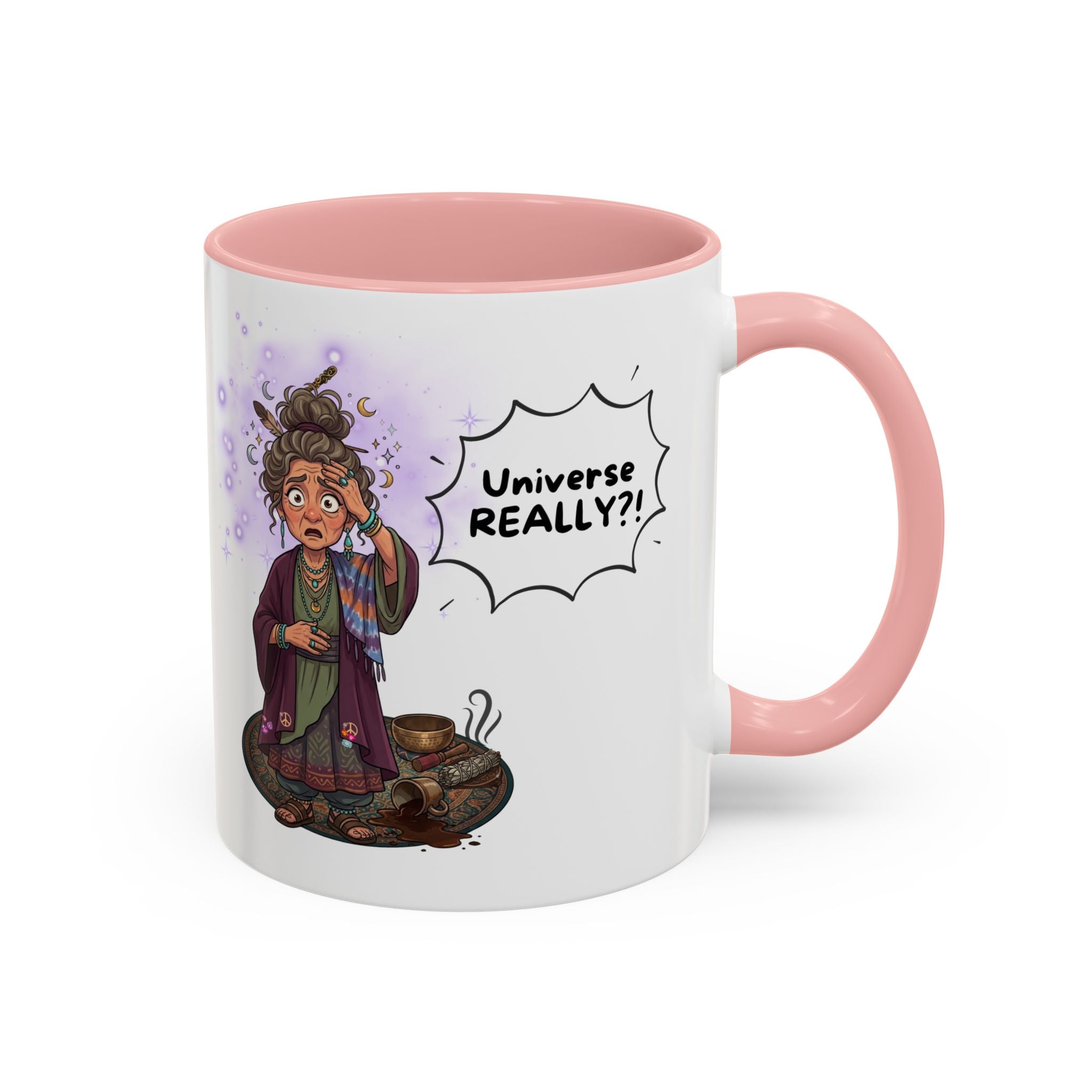 Auntie Aura Galaxy Mug — “Universe REALLY?!” Accent Ceramic Coffee Mug