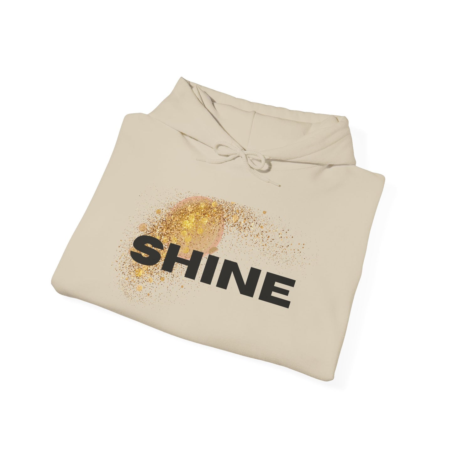 Hoodie — 'SHINE' Gold Glitter Brushstroke Graphic Hoodie