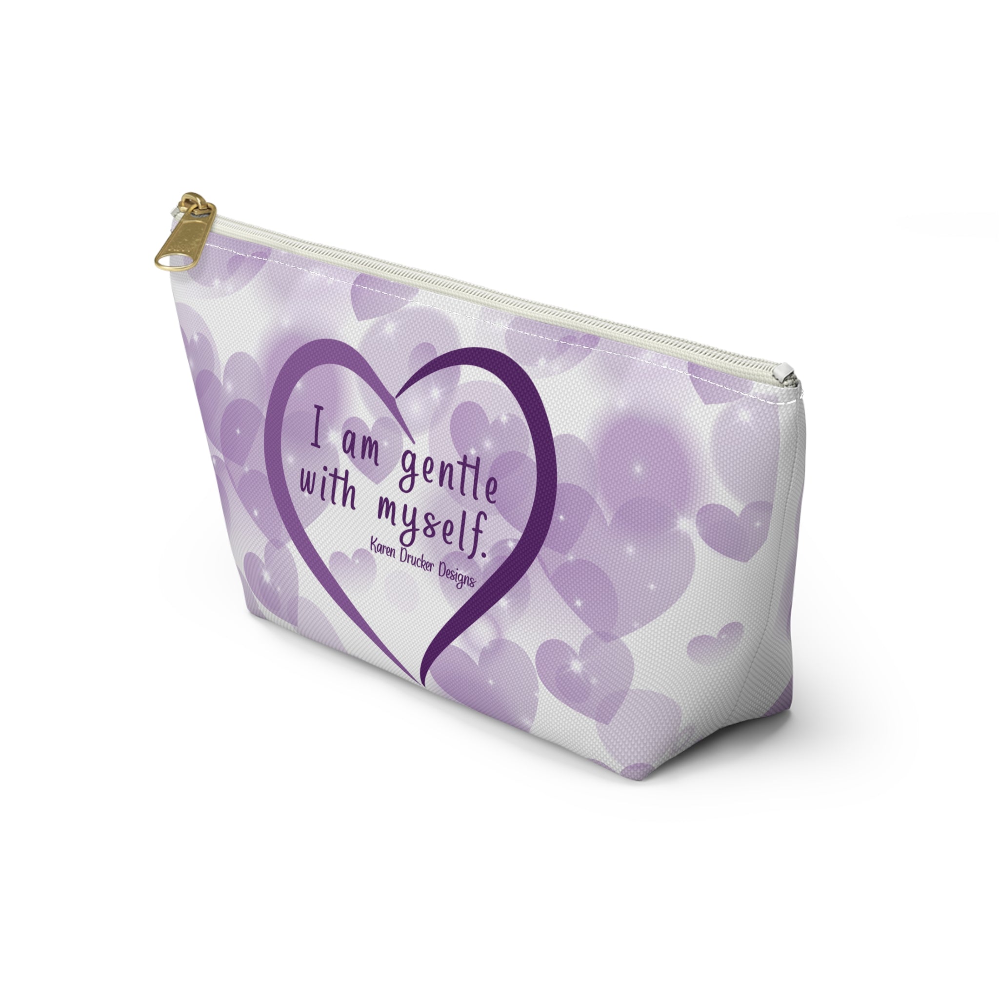 Small Bag: Accessory Pouch w T-bottom 'I am gentle with myself' from Karen Drucker Designs