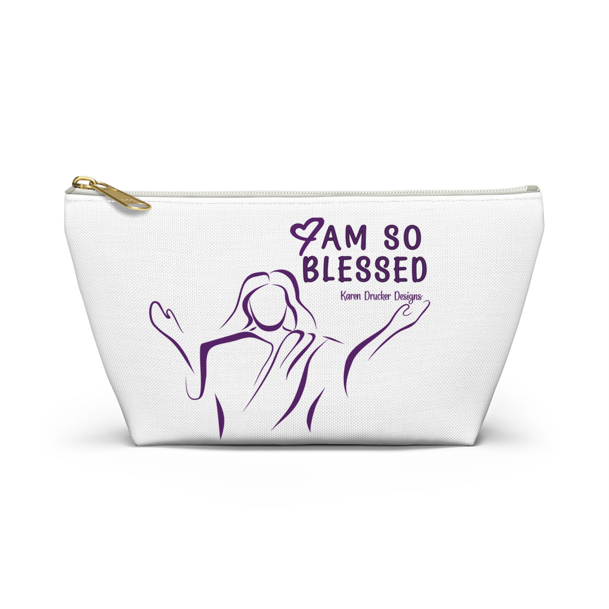 Small Bag: Accessory Pouch w T-bottom 'I am gentle with myself' from Karen Drucker Designs