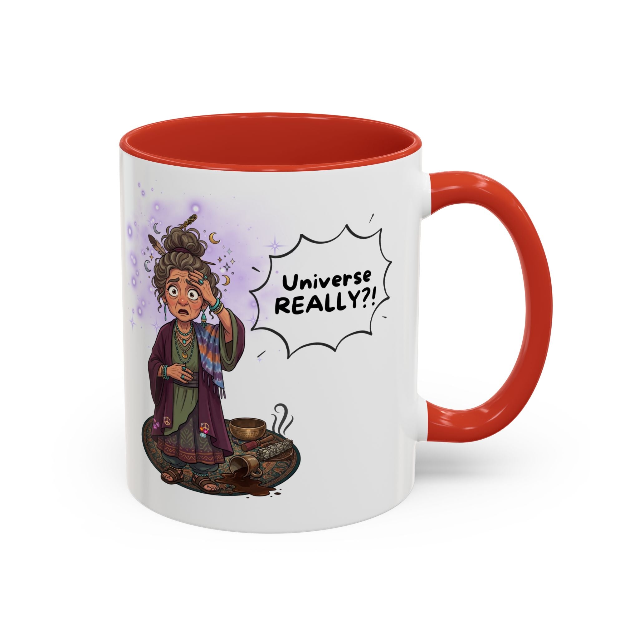 Auntie Aura Galaxy Mug — “Universe REALLY?!” Accent Ceramic Coffee Mug