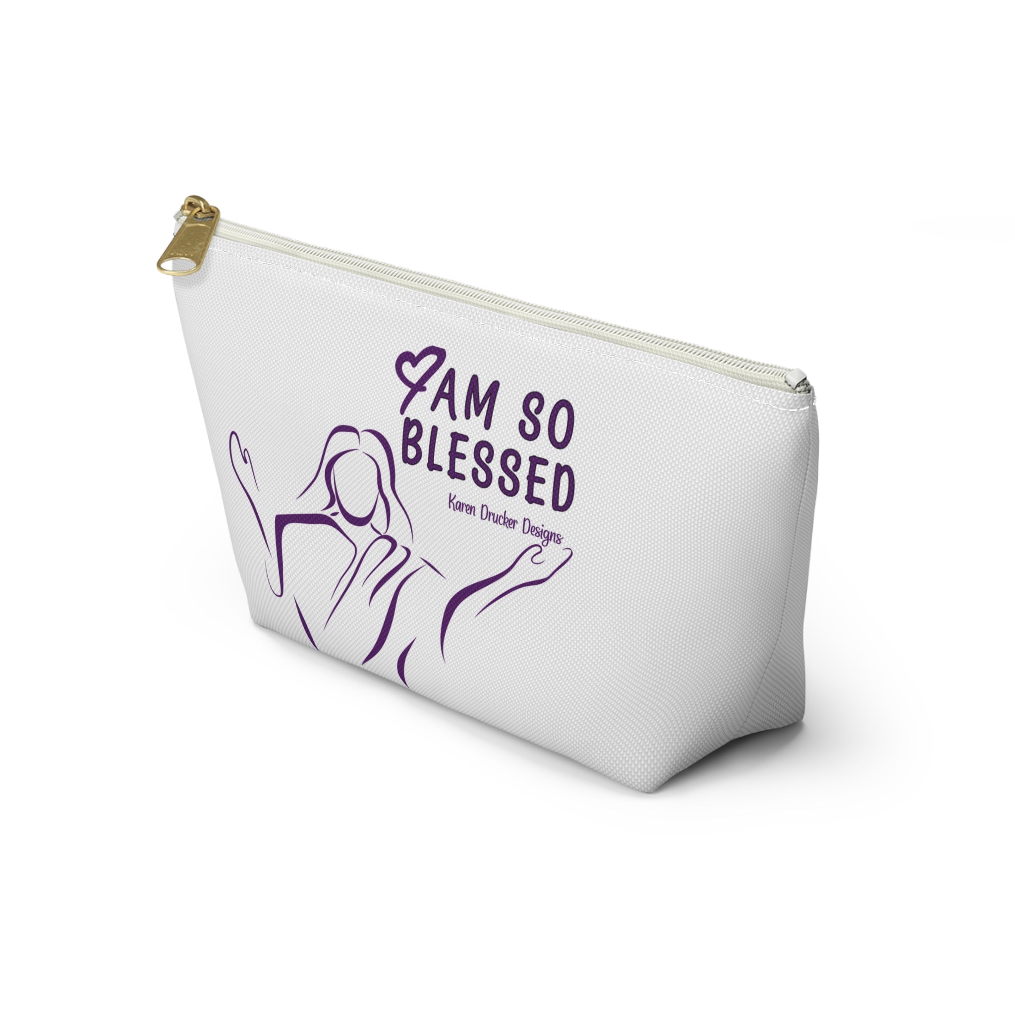 Small Bag: Accessory Pouch w T-bottom 'I am gentle with myself' from Karen Drucker Designs