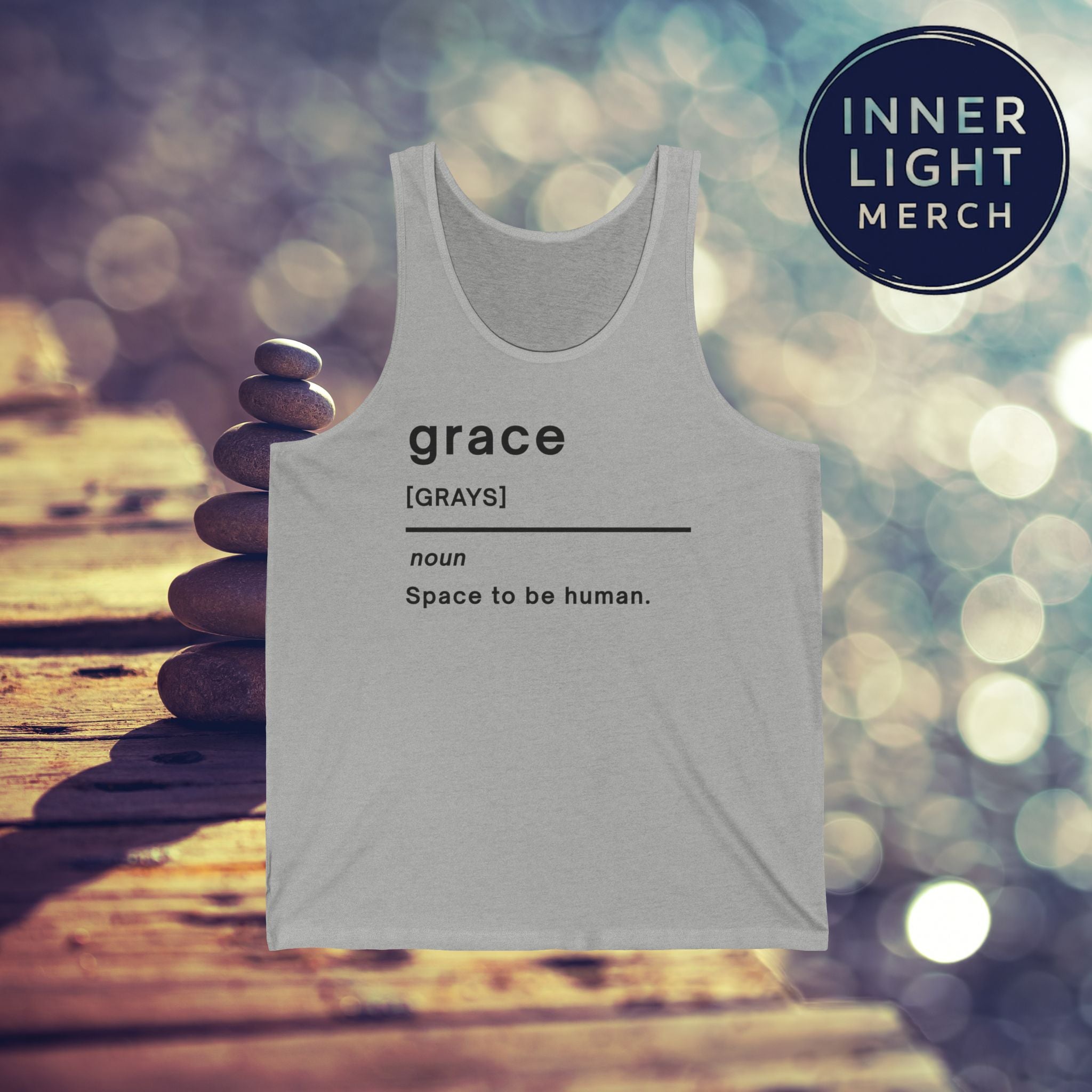 Grace Definition Tank Top — "grace (grays) noun: Space to be human." Spiritual Minimalist Tank