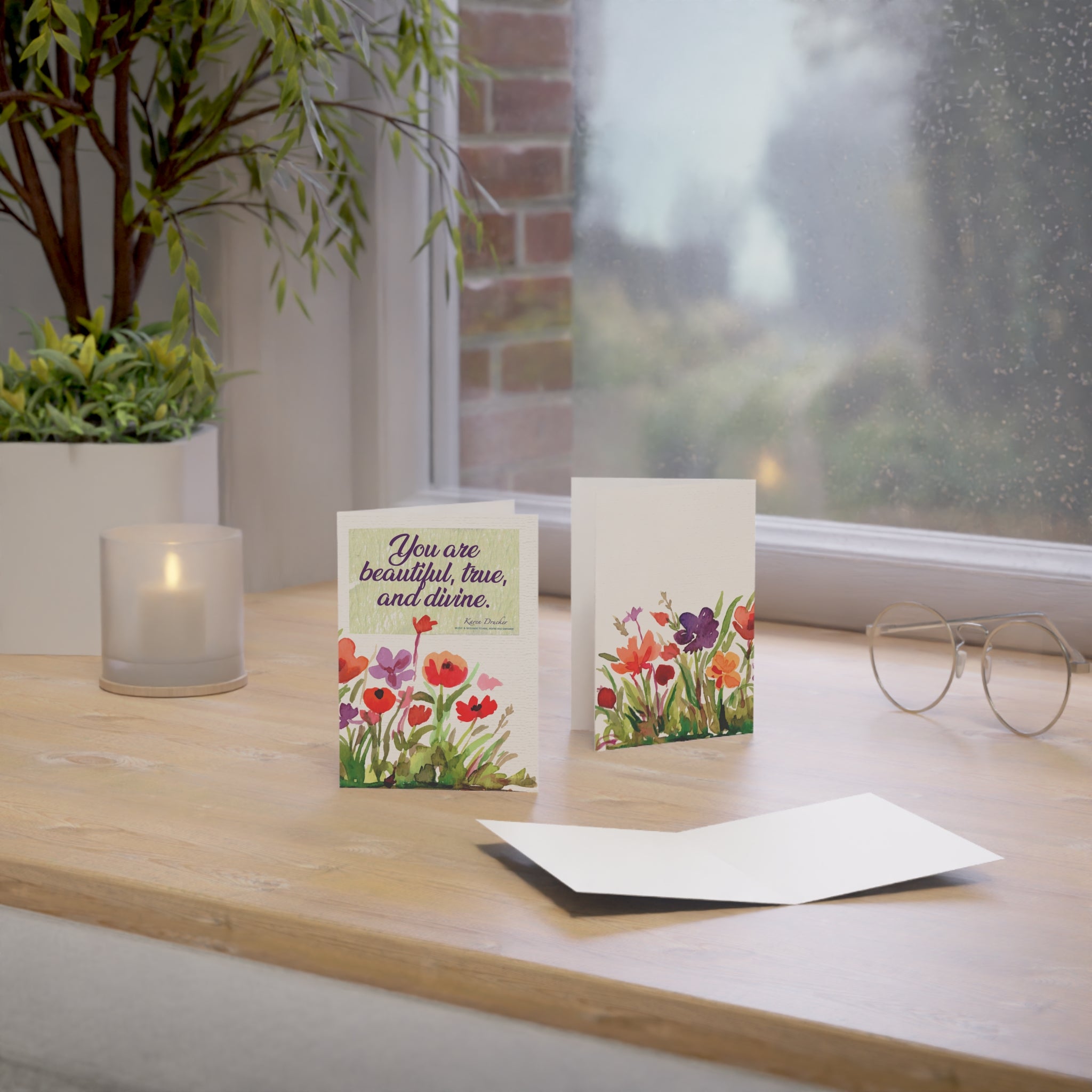 Greeting Cards: 'You are beautiful, true, and divine.' by Karen Drucker Designs