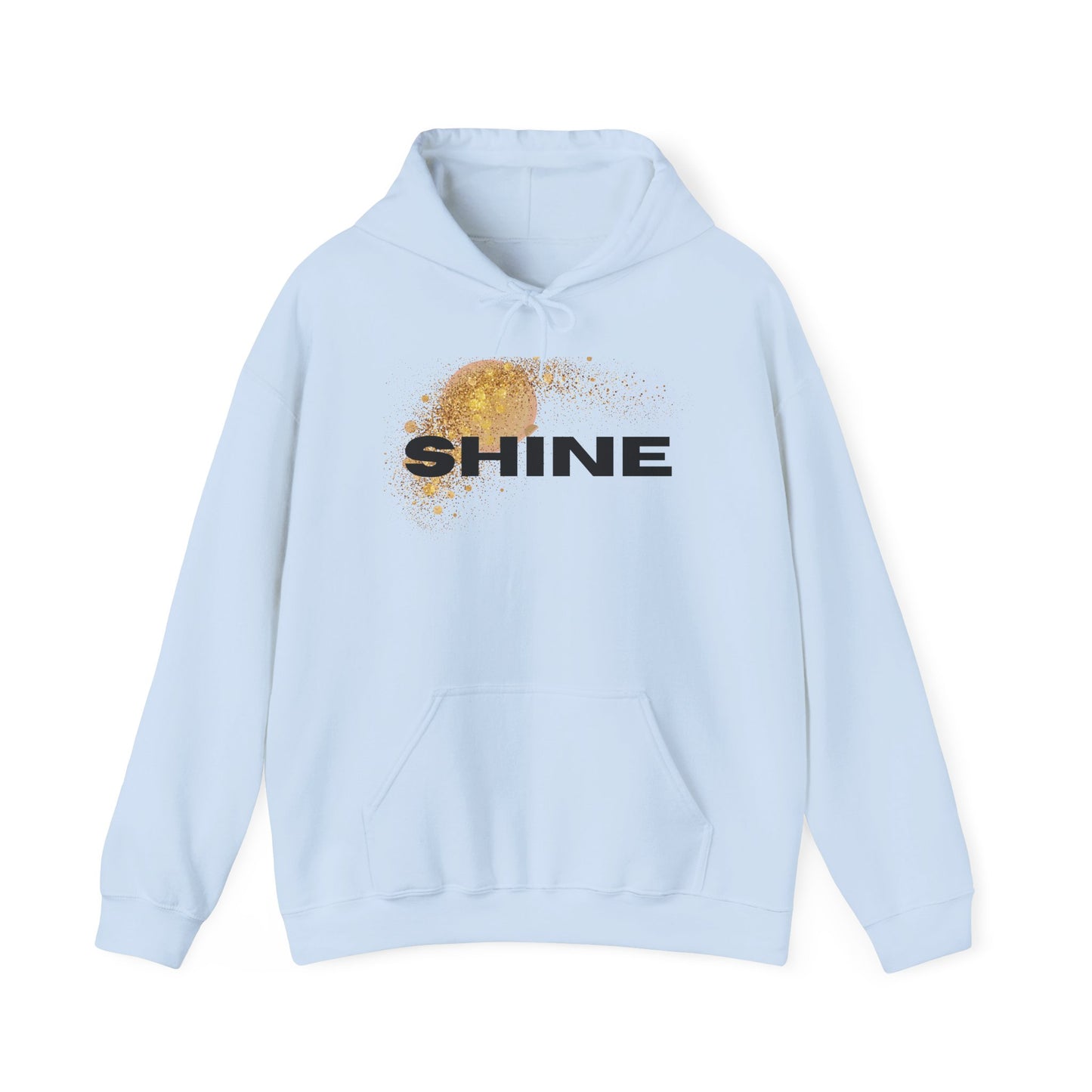 Hoodie — 'SHINE' Gold Glitter Brushstroke Graphic Hoodie