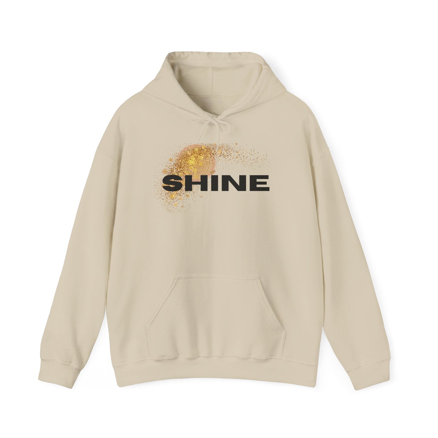 Hoodie — 'SHINE' Gold Glitter Brushstroke Graphic Hoodie