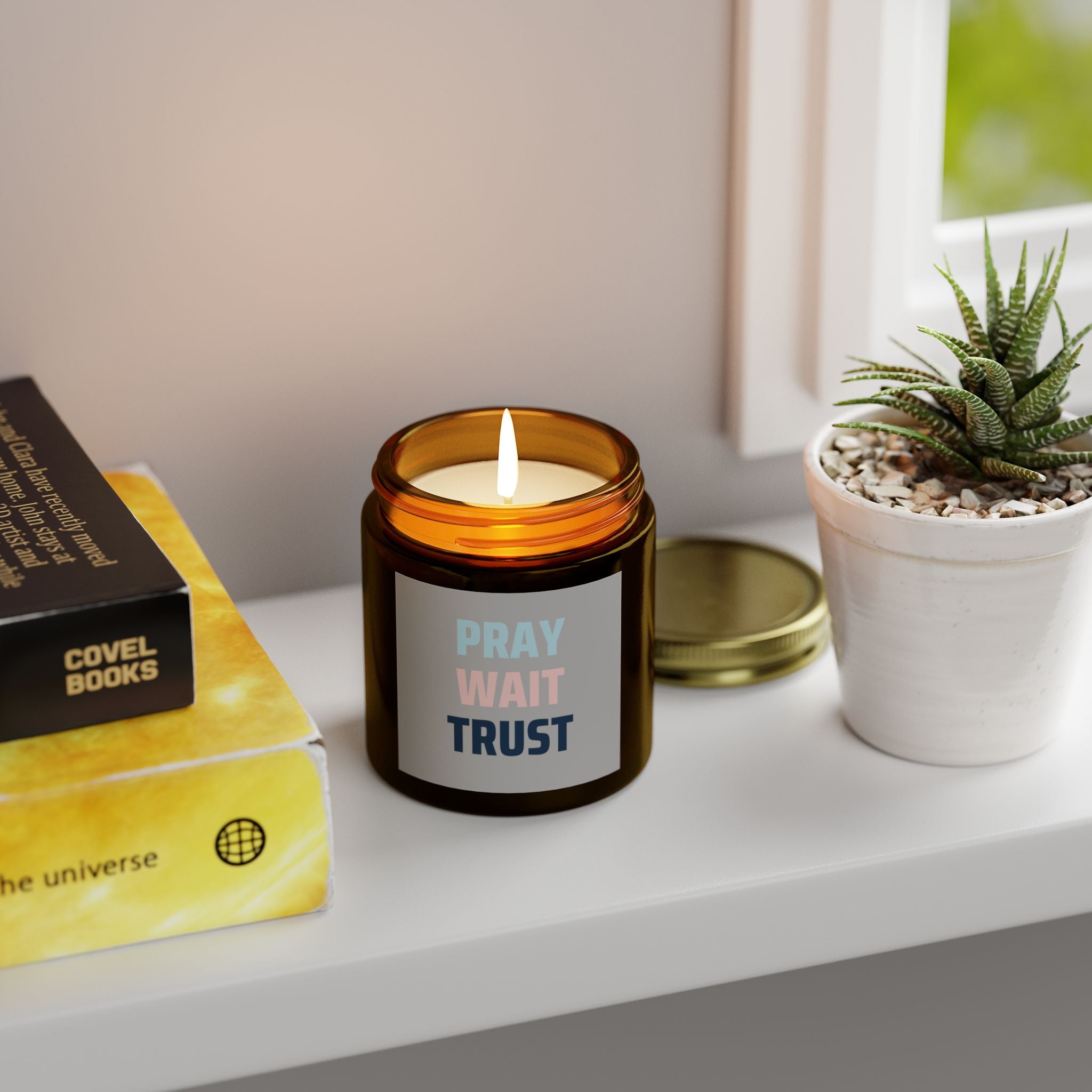 Candle Scented Prayer Wait Trust Coconut Apricot Wax