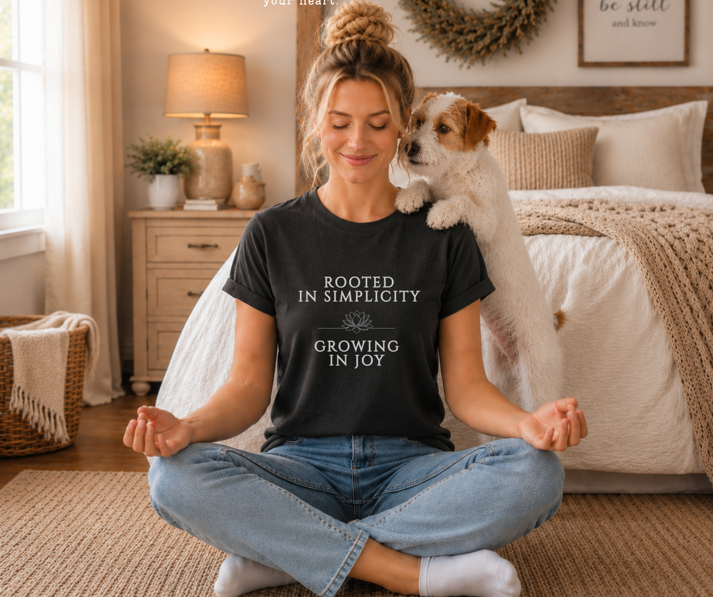 Rooted in Simplicity Growing in Joy Comfort Colors T-Shirt, Mindful Living Inspirational Tee
