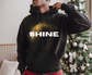 Hoodie — 'SHINE' Gold Glitter Brushstroke Graphic Hoodie