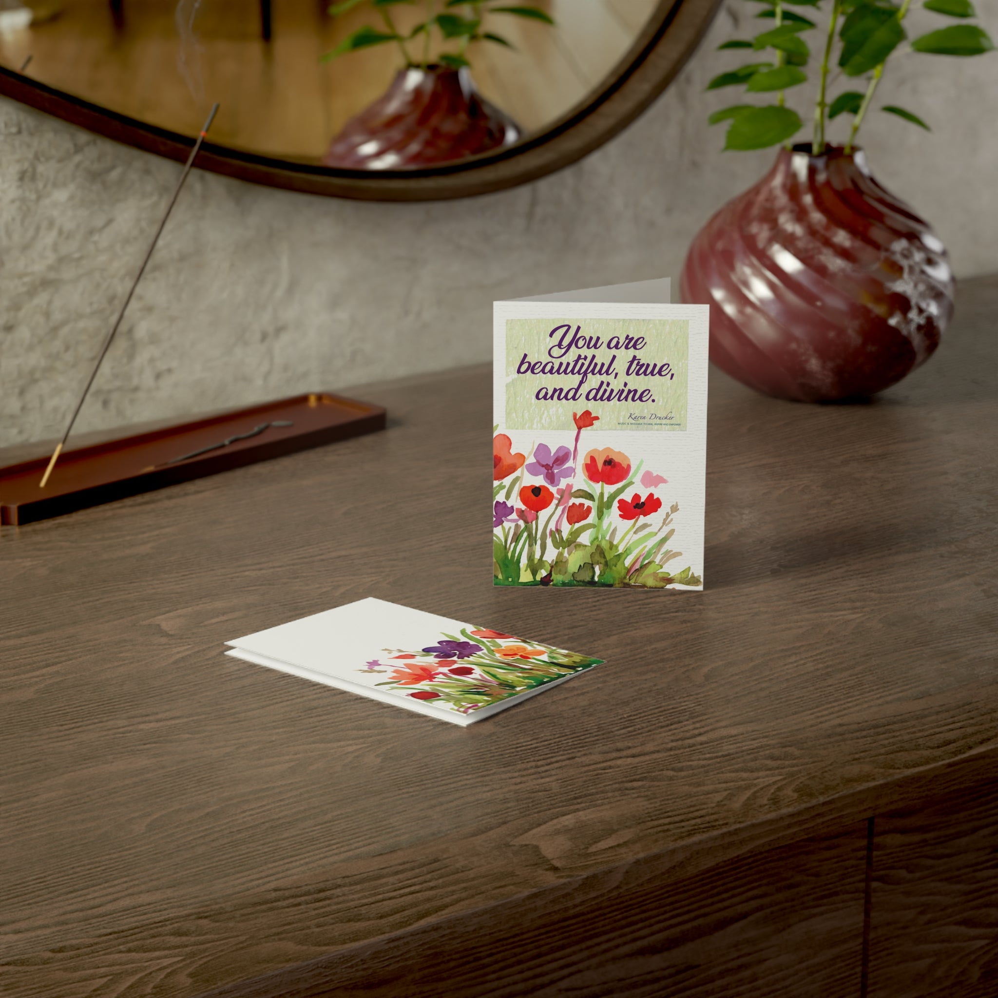 Greeting Cards: 'You are beautiful, true, and divine.' by Karen Drucker Designs