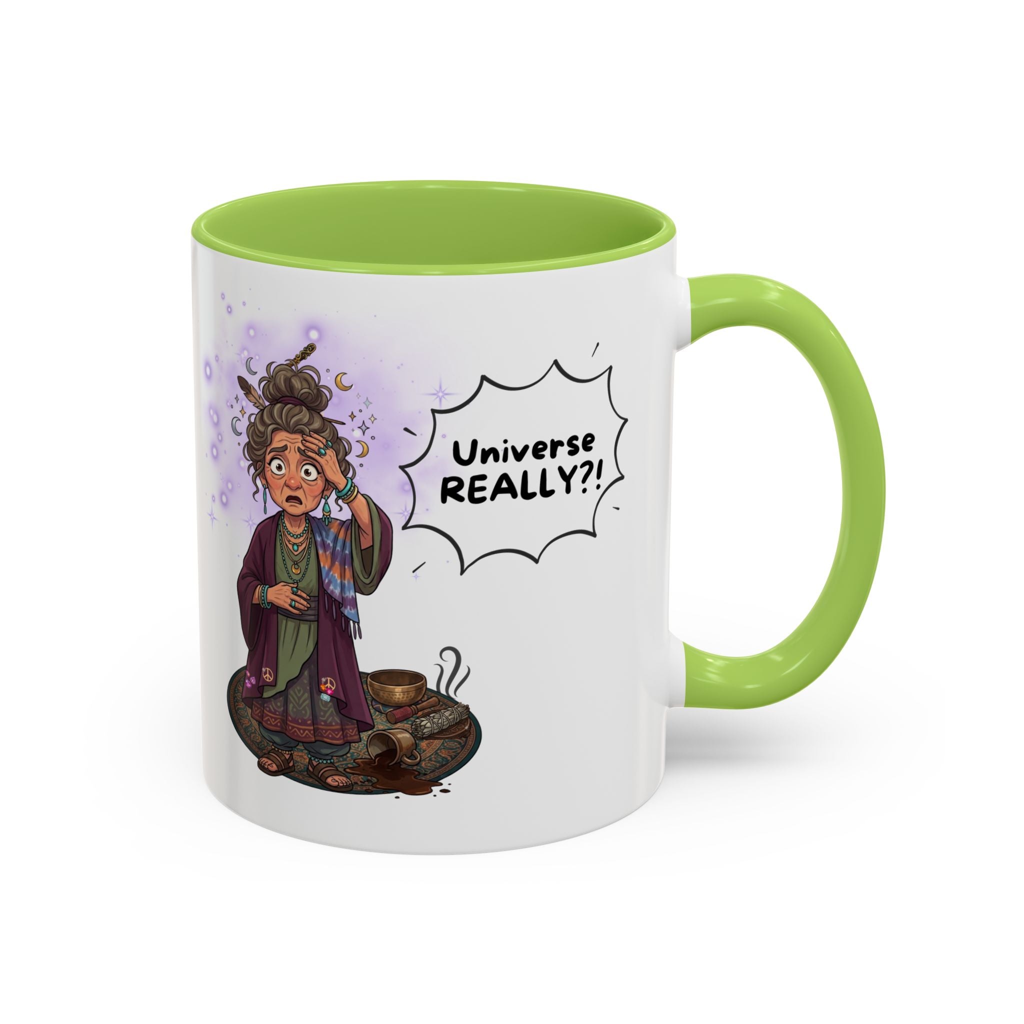 Auntie Aura Galaxy Mug — “Universe REALLY?!” Accent Ceramic Coffee Mug