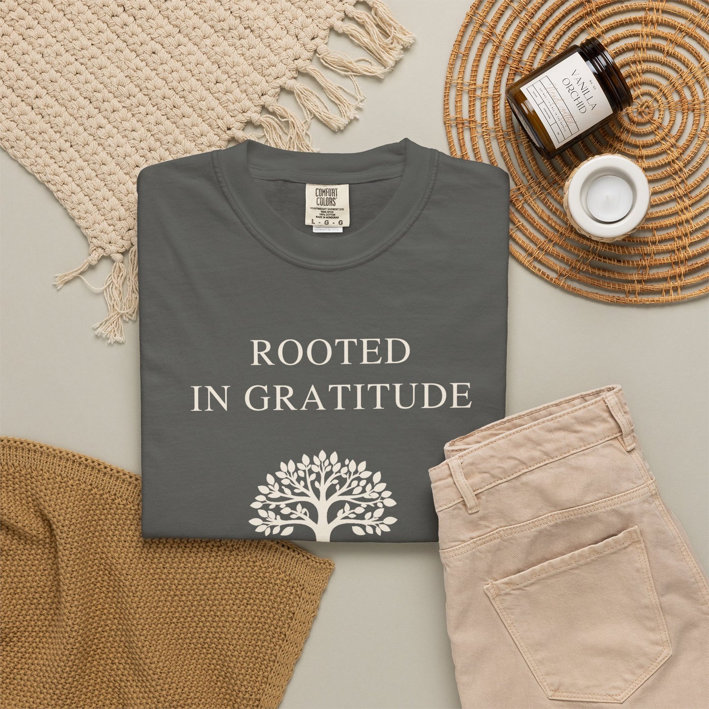 Rooted in Gratitude Comfort Colors Shirt, Tree of Life Spiritual Tee