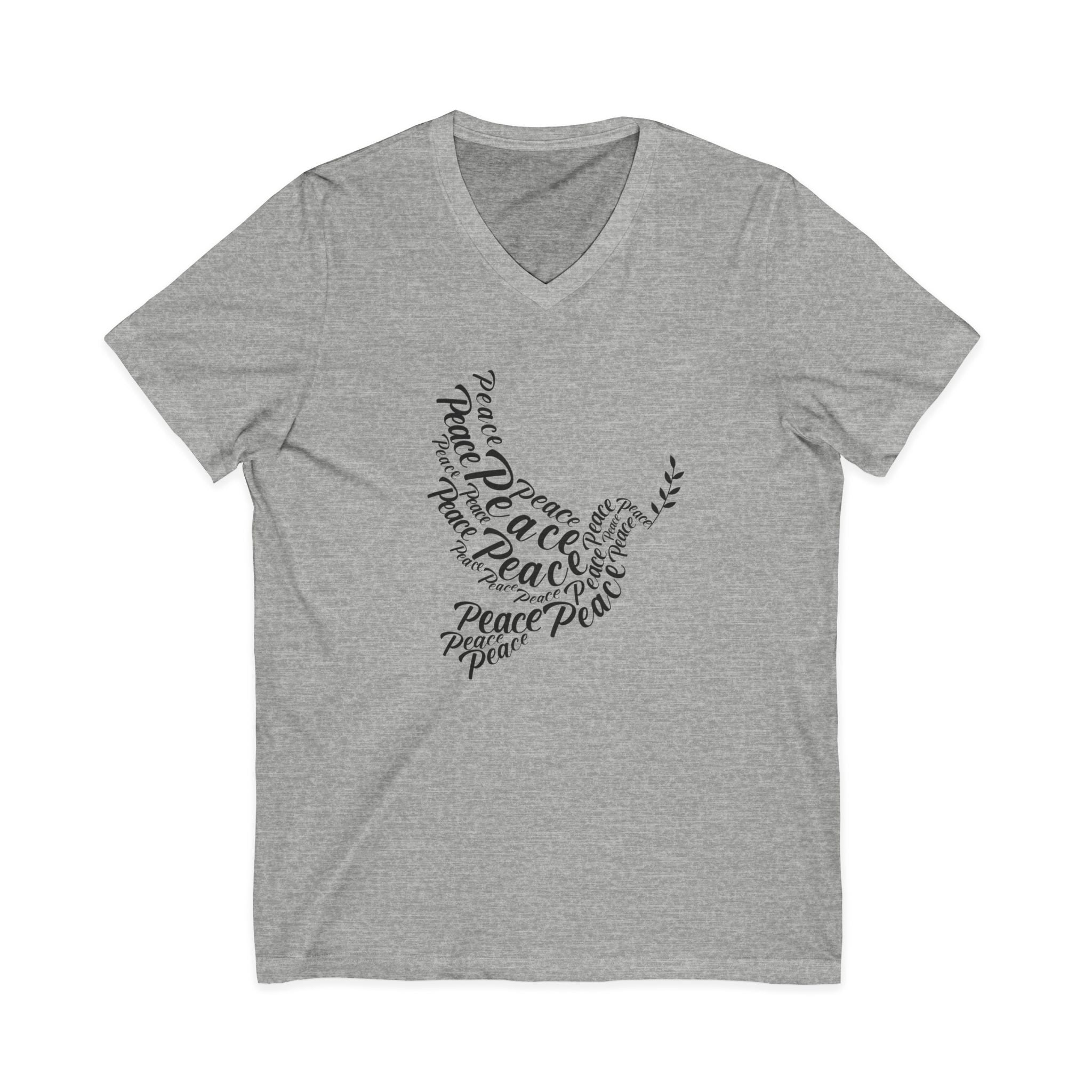 Peaceful V-Neck Tee - Unisex Shirt for Casual Wear, Gift for Friends, Relaxing Days, Simple Style, Meditation, Christmas Attire