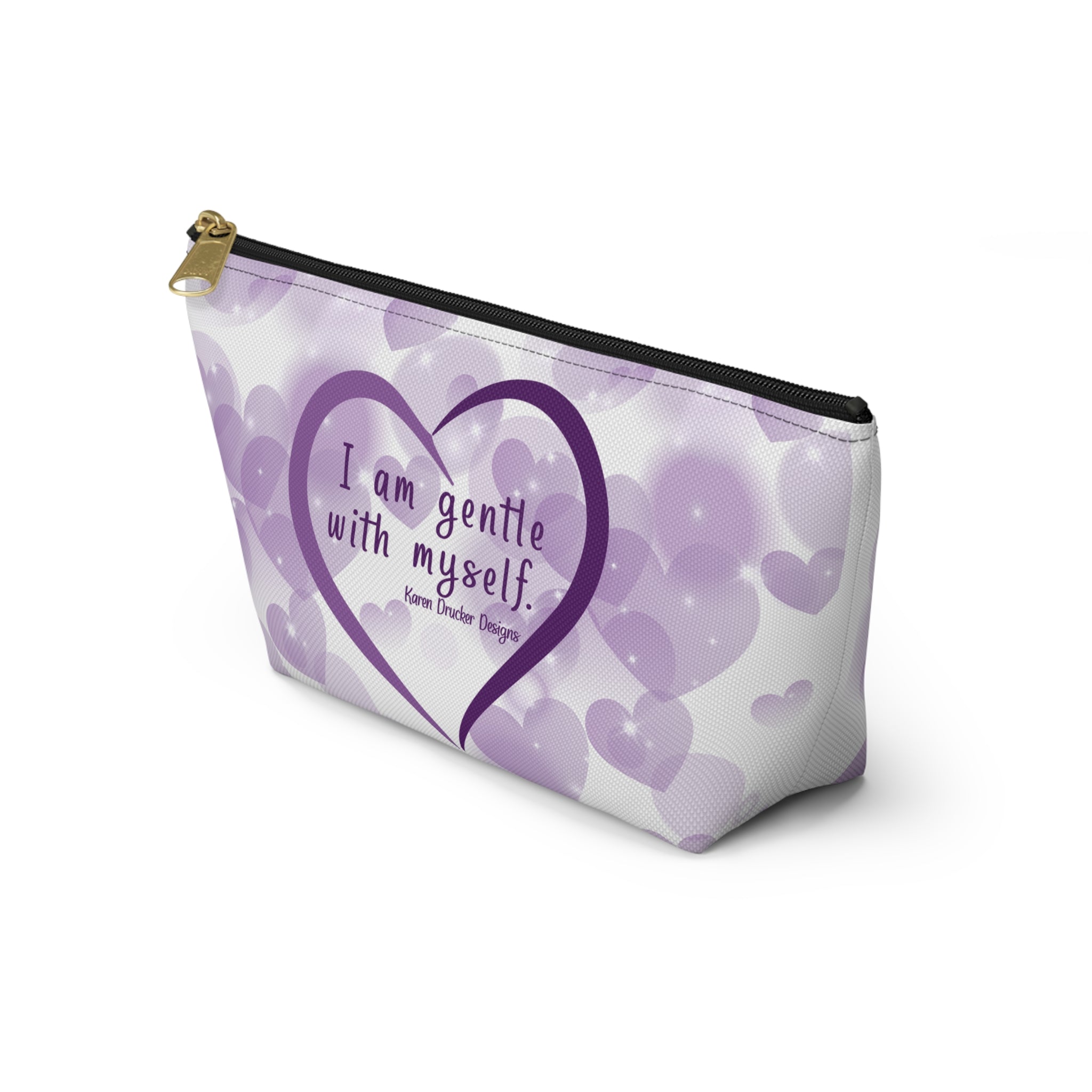 Small Bag: Accessory Pouch w T-bottom 'I am gentle with myself' from Karen Drucker Designs