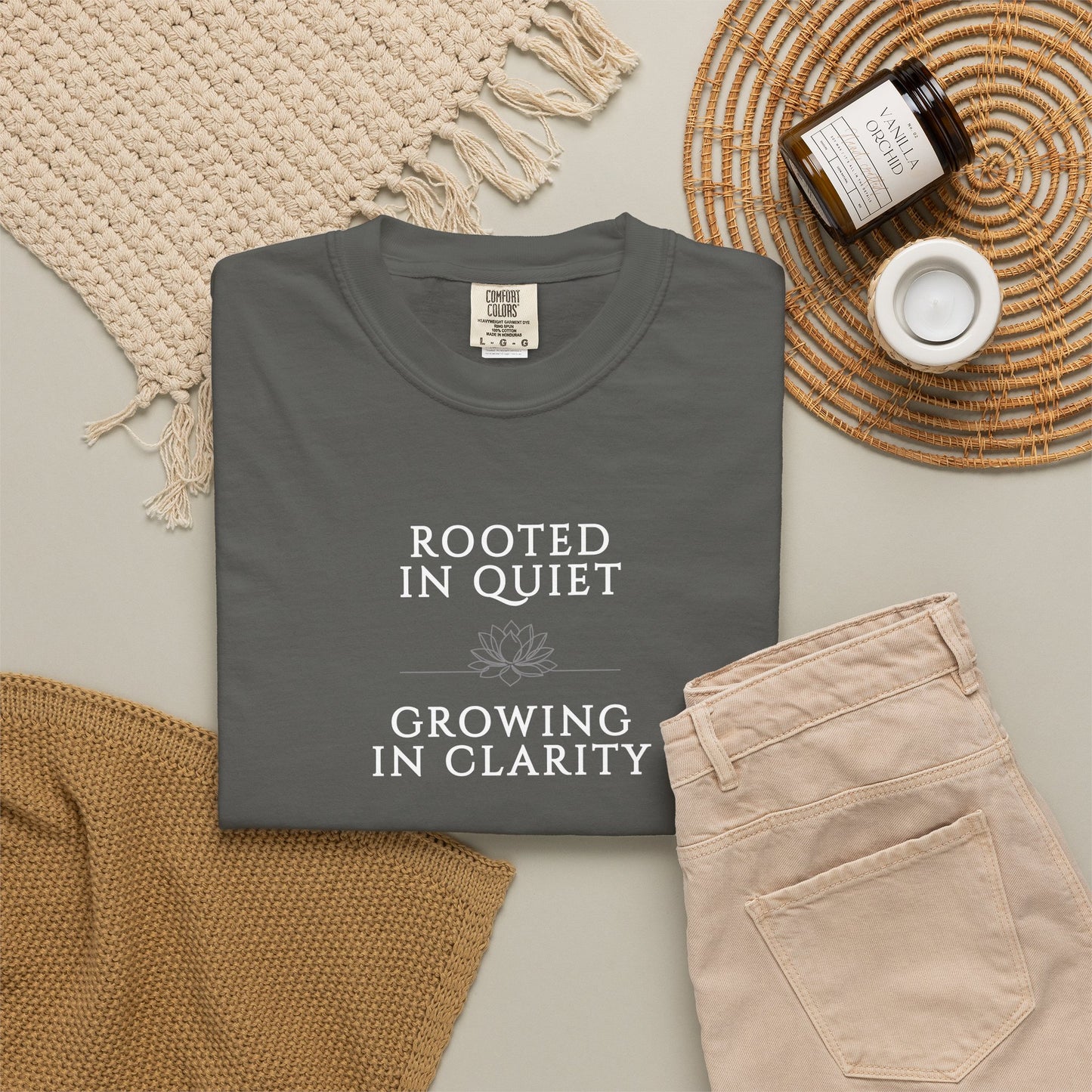 Rooted in Quiet Growing in Clarity Comfort Colors T-Shirt, Mindfulness and Inner Peace Tee