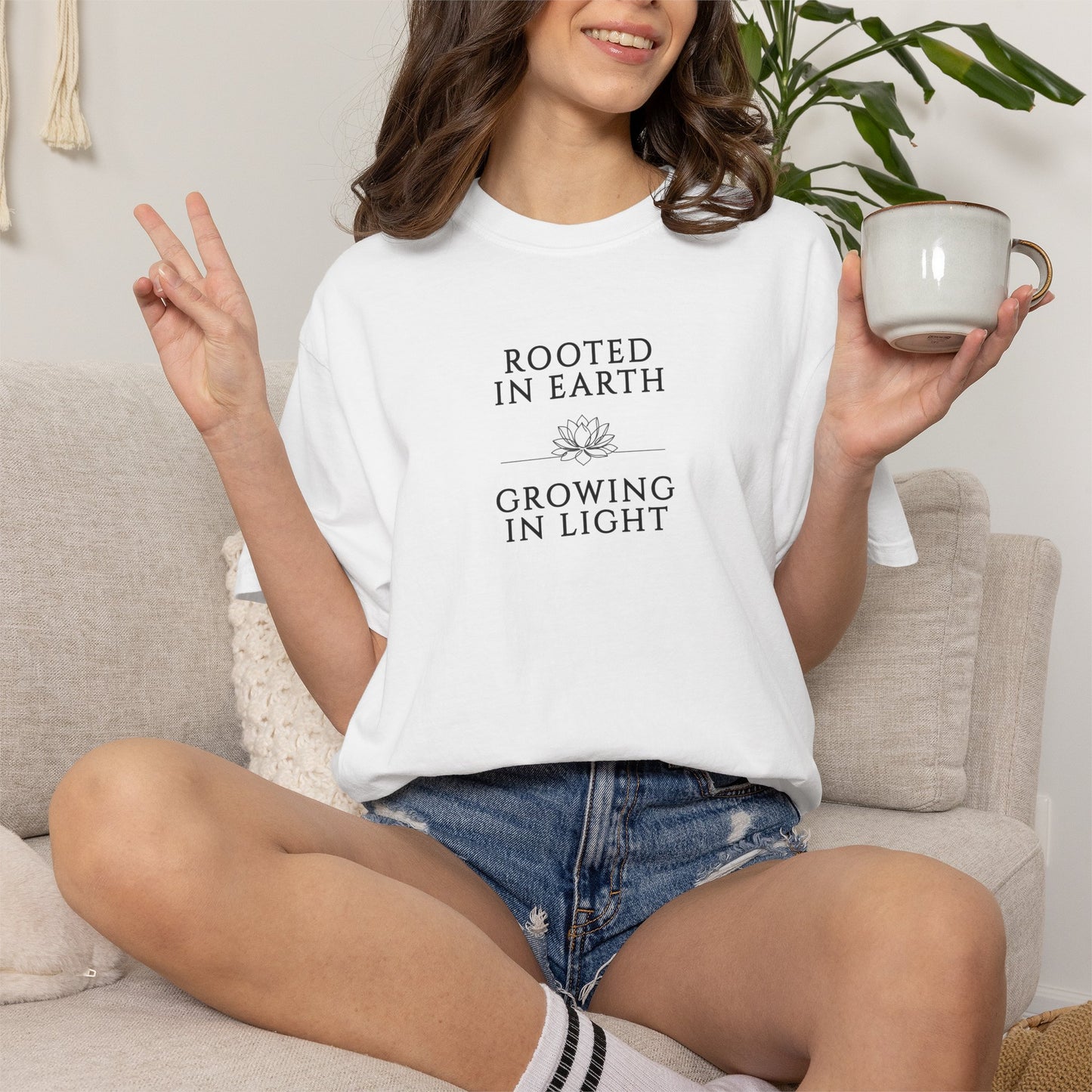 Rooted in Earth Growing in Light Comfort Colors T-Shirt, Nature-Inspired Spiritual Growth Tee
