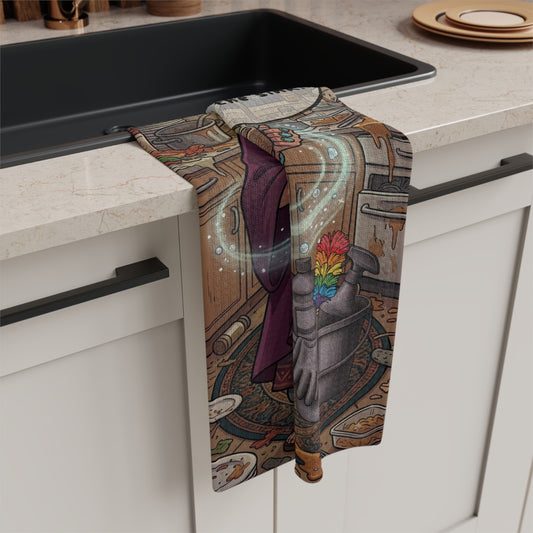 Auntie Aura Kitchen Tea Towel — "I Saged the Kitchen, But the Dishes Were Immune"