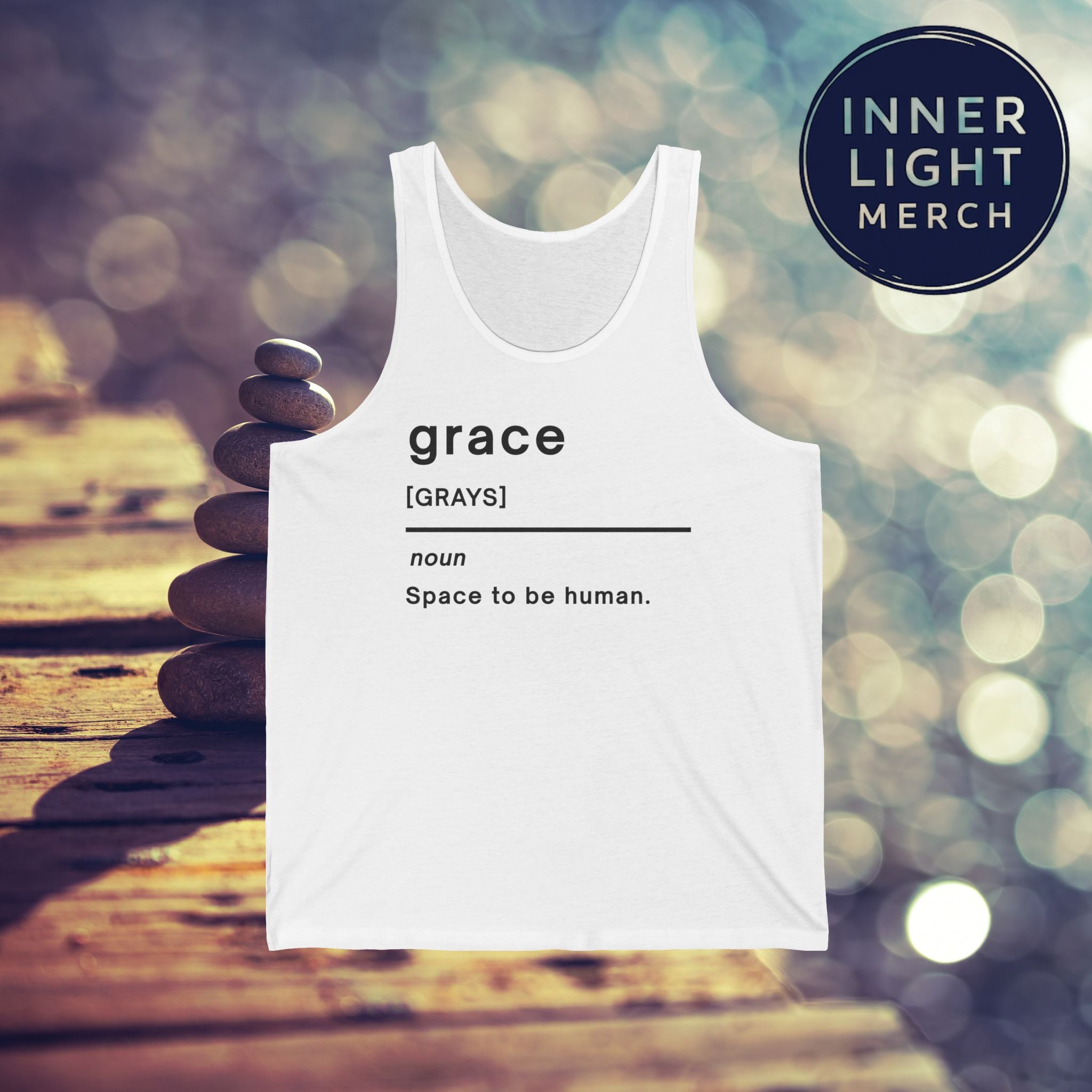 Grace Definition Tank Top — "grace (grays) noun: Space to be human." Spiritual Minimalist Tank