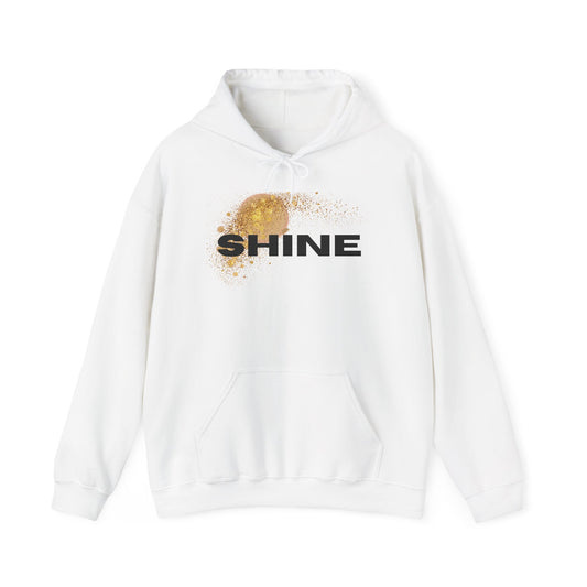 Hoodie — 'SHINE' Gold Glitter Brushstroke Graphic Hoodie