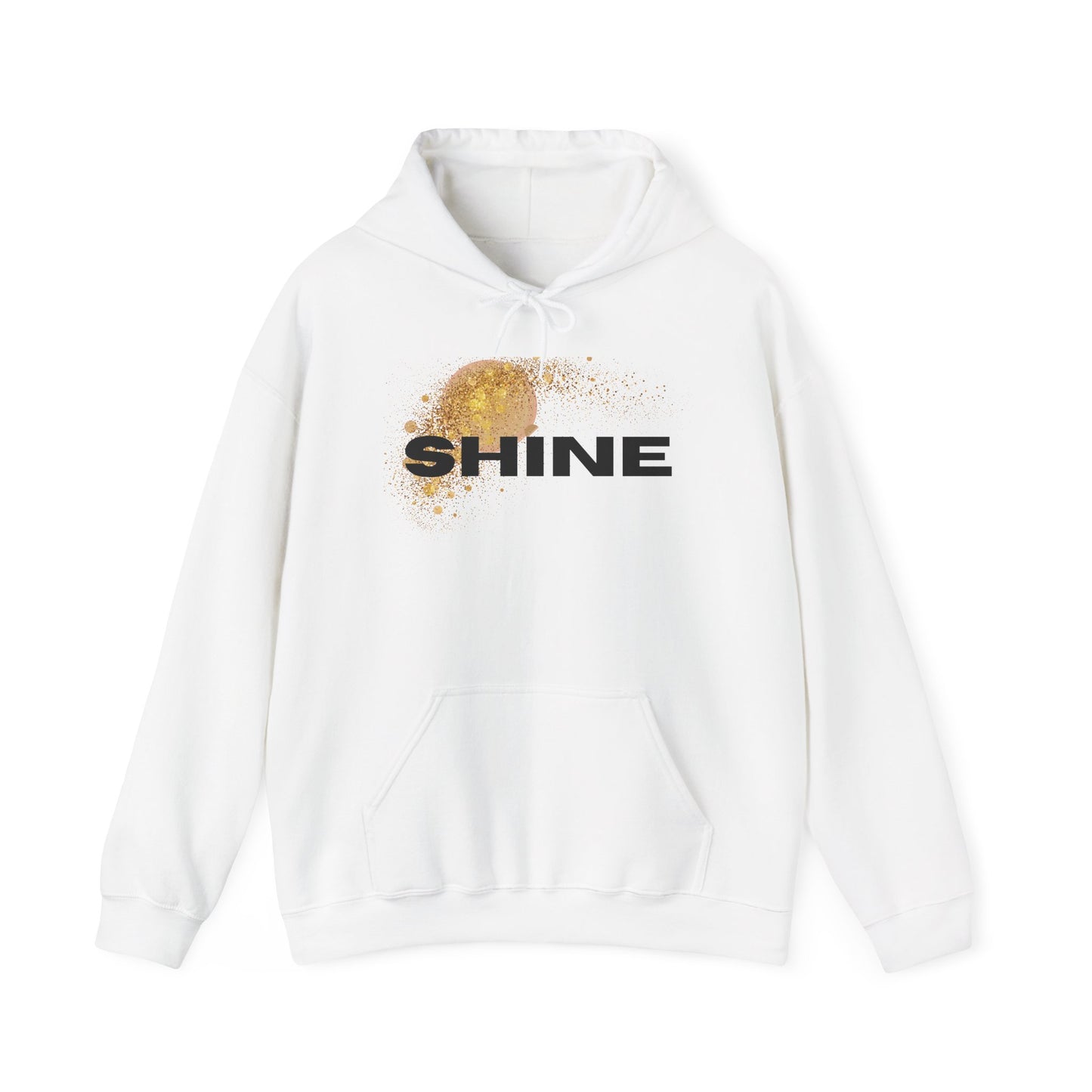 Hoodie — 'SHINE' Gold Glitter Brushstroke Graphic Hoodie