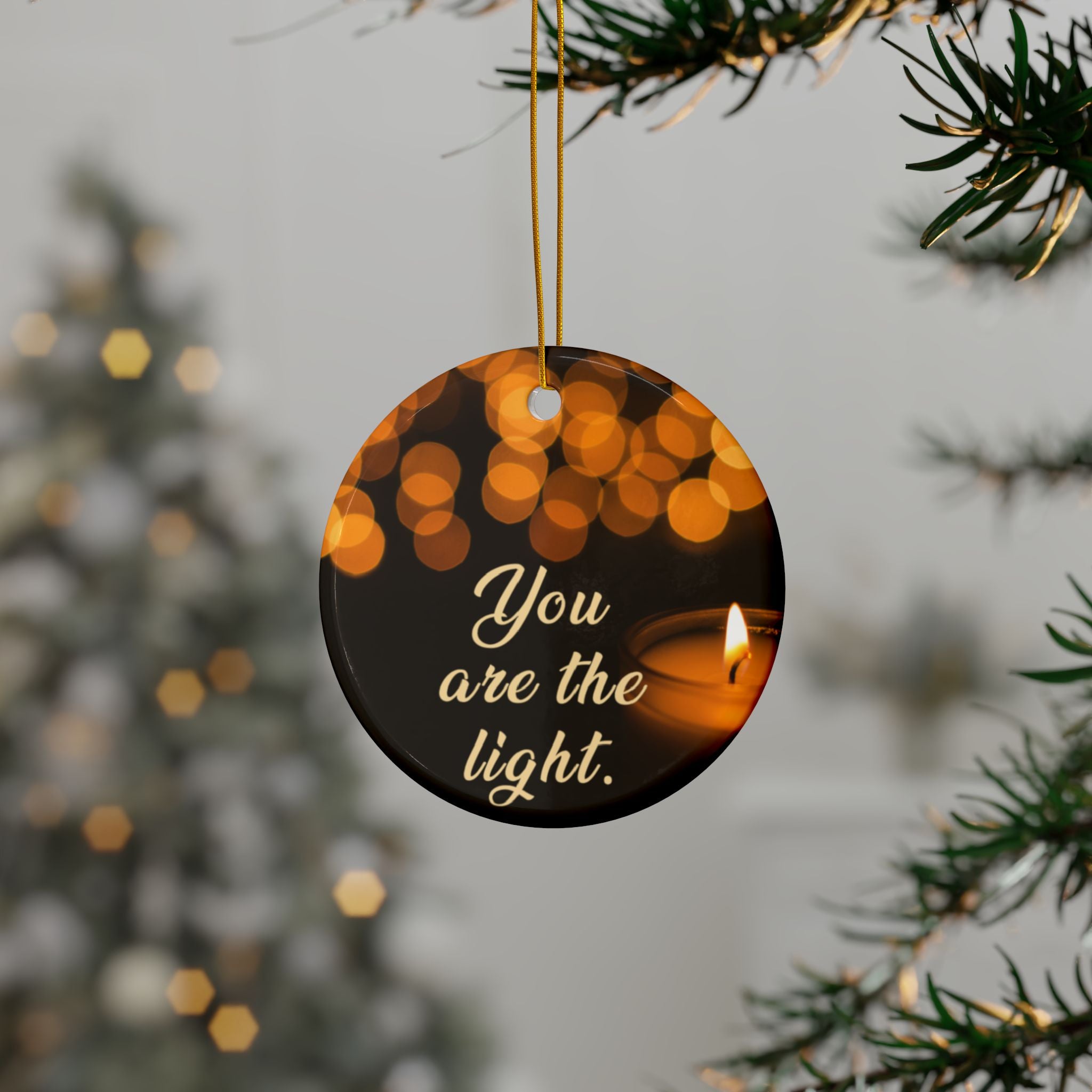 Ceramic Ornaments - You are the light. - Holiday Decor, Gift for Couples, Home Decoration, Christmas Gift, Christmas tree