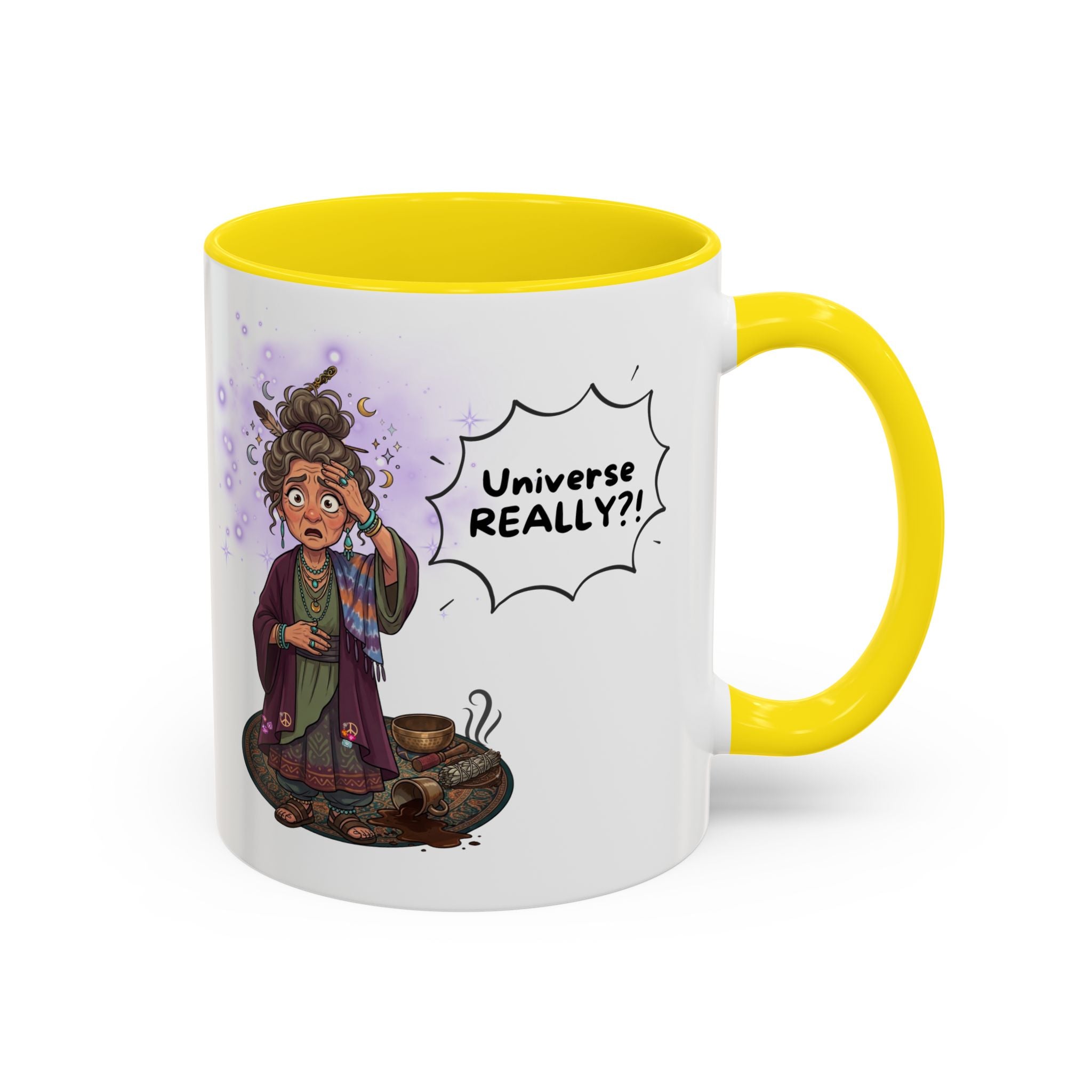 Auntie Aura Galaxy Mug — “Universe REALLY?!” Accent Ceramic Coffee Mug