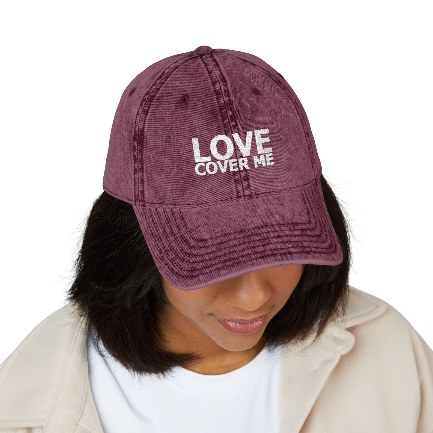 Embroidered Vintage Baseball Cap from the Gary Lynn Floyd Collection 'Love Cover Me'