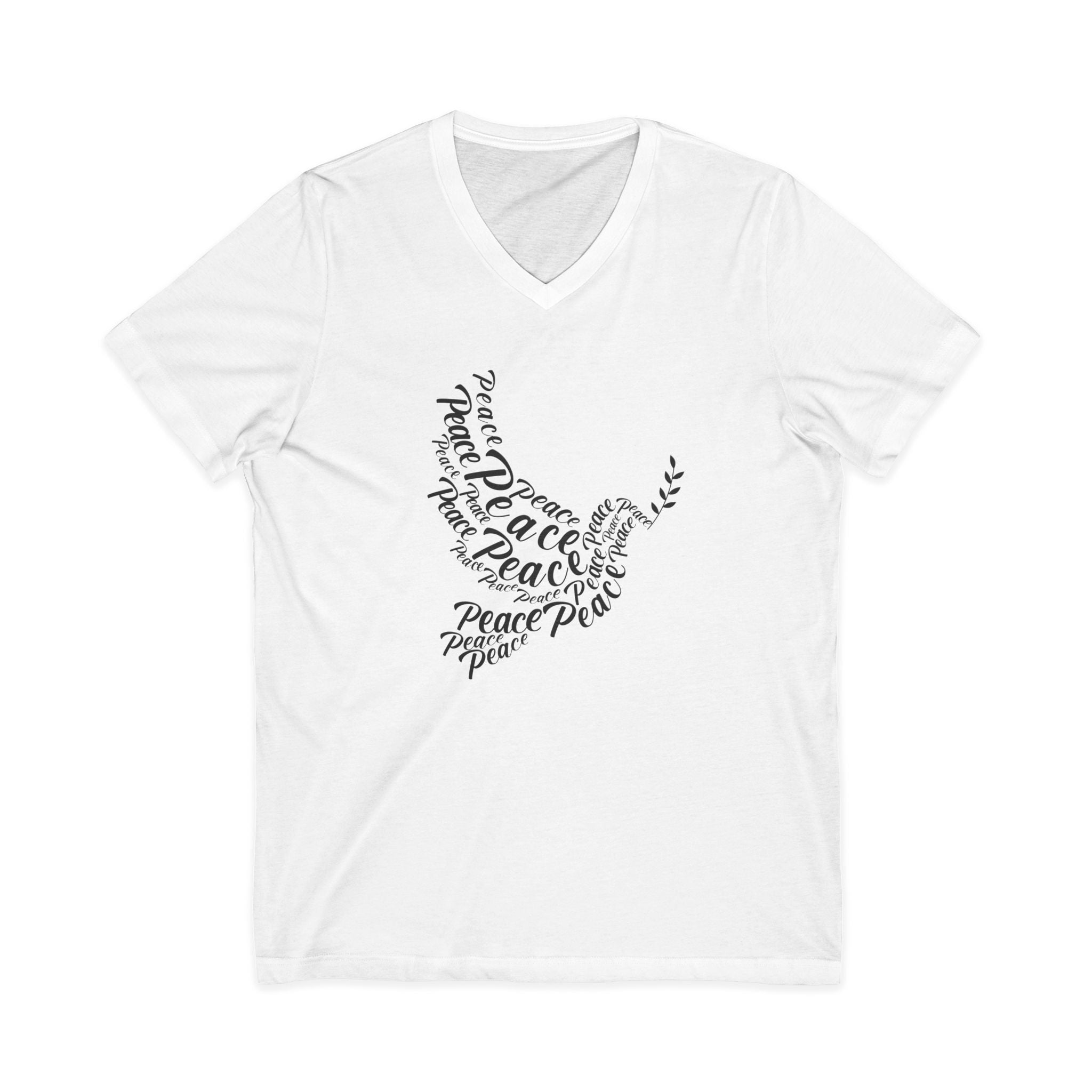 Peaceful V-Neck Tee - Unisex Shirt for Casual Wear, Gift for Friends, Relaxing Days, Simple Style, Meditation, Christmas Attire