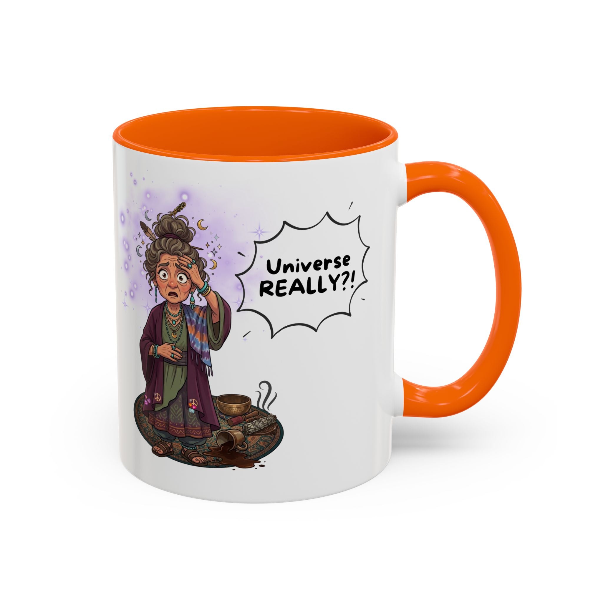 Auntie Aura Galaxy Mug — “Universe REALLY?!” Accent Ceramic Coffee Mug