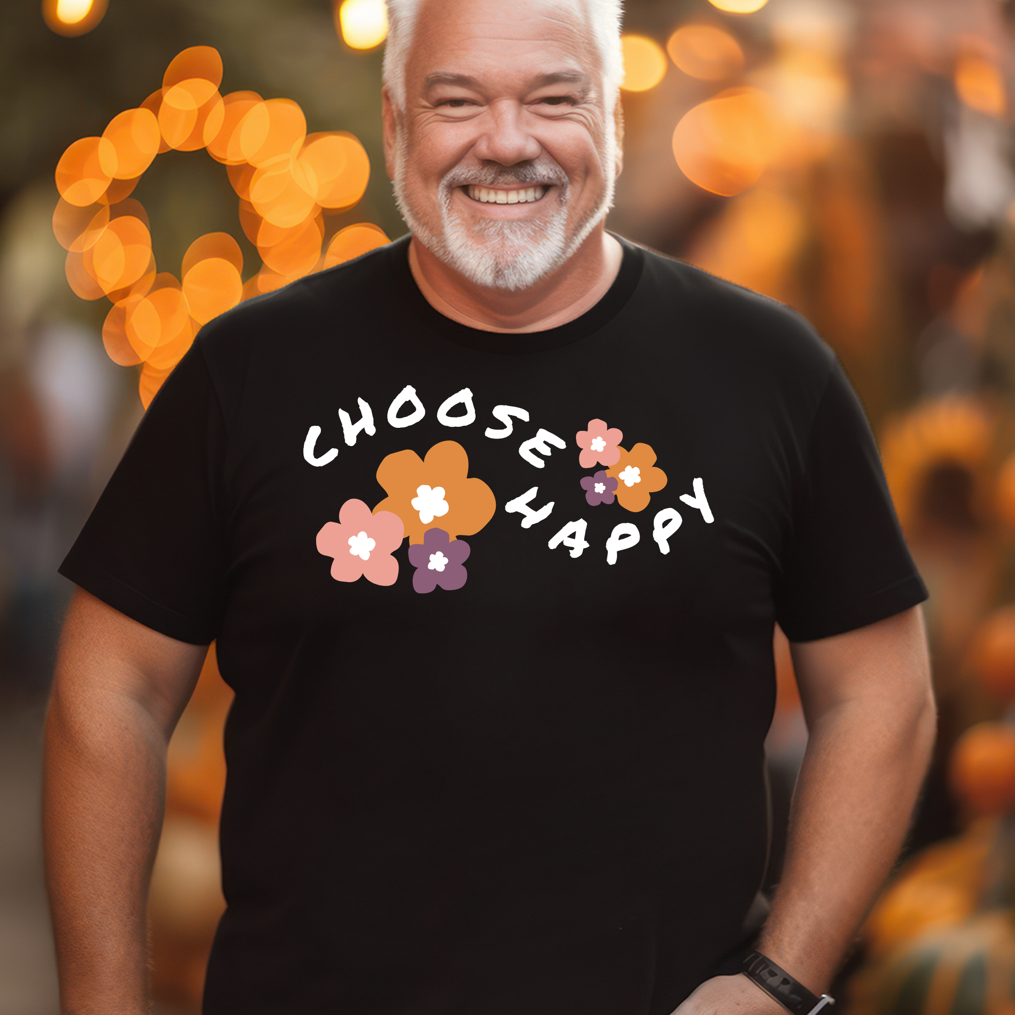 CHOOSE HAPPY WITH FLOWERS TEE