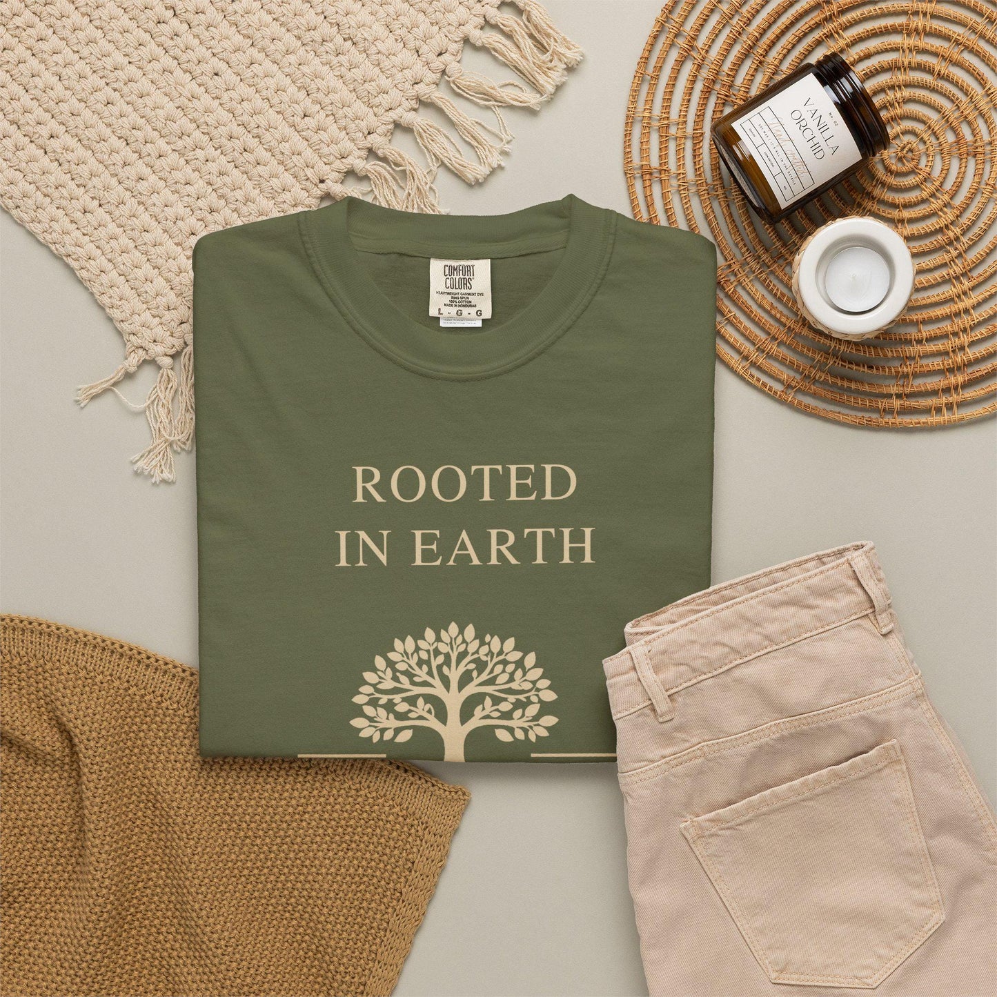 Rooted in Earth Growing in Light Comfort Colors T-Shirt, Nature-Inspired Spiritual Growth Tee