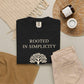 Berry Comfort Colors shirt with soft ivory Rooted in Gratitude Growing in Abundance design.