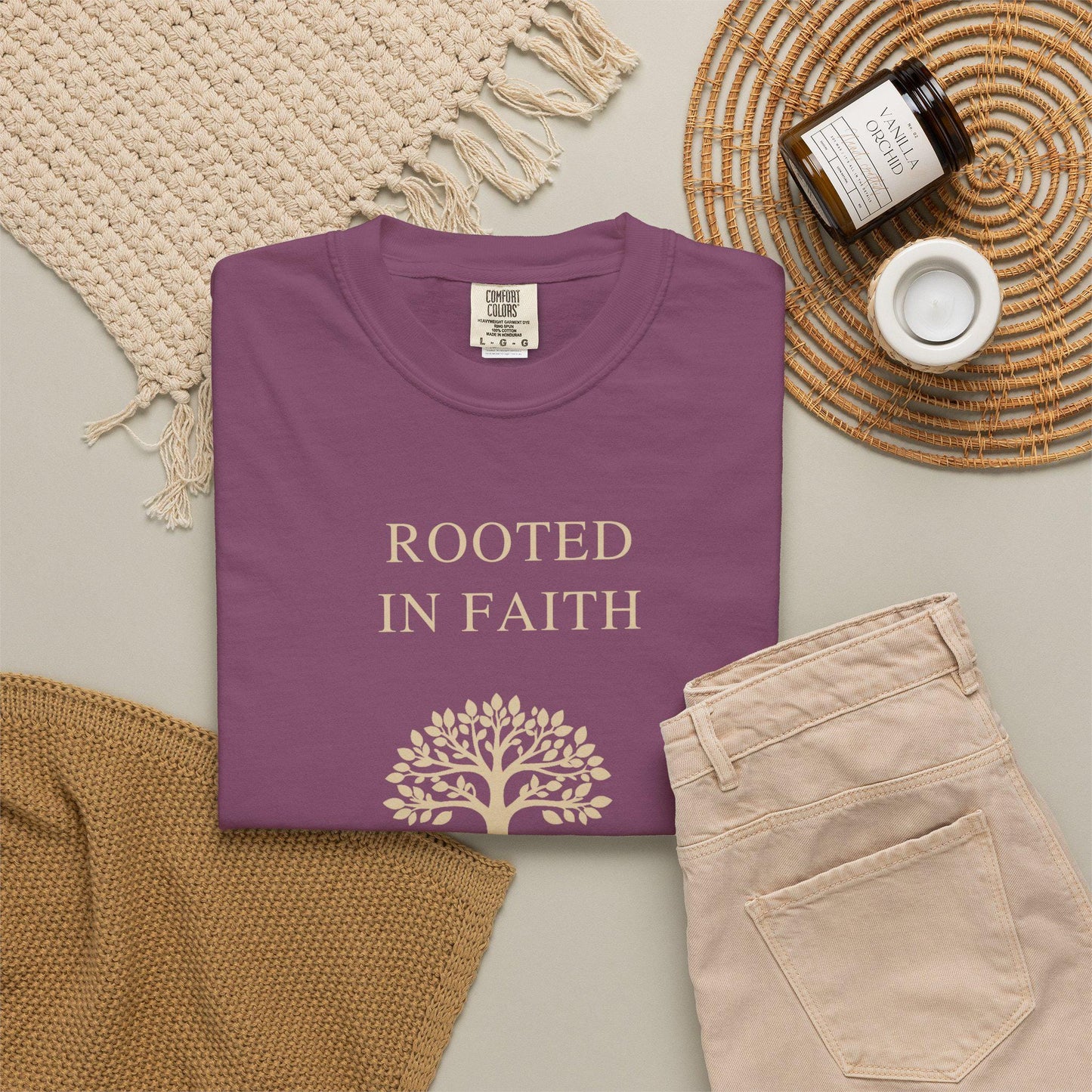 Rooted in Faith Comfort Colors Shirt, Inspirational Tree of Life Tee