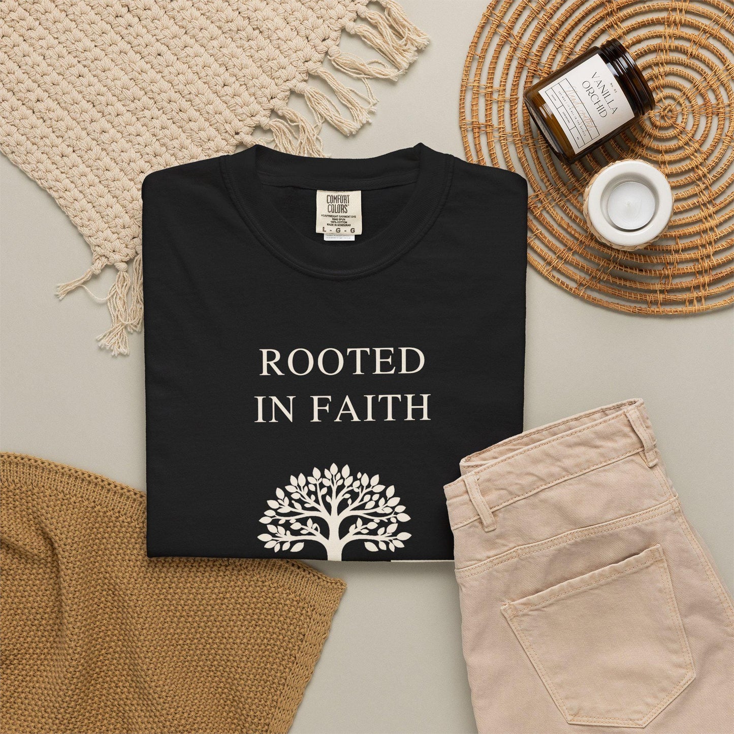 Rooted in Faith Comfort Colors Shirt, Inspirational Tree of Life Tee